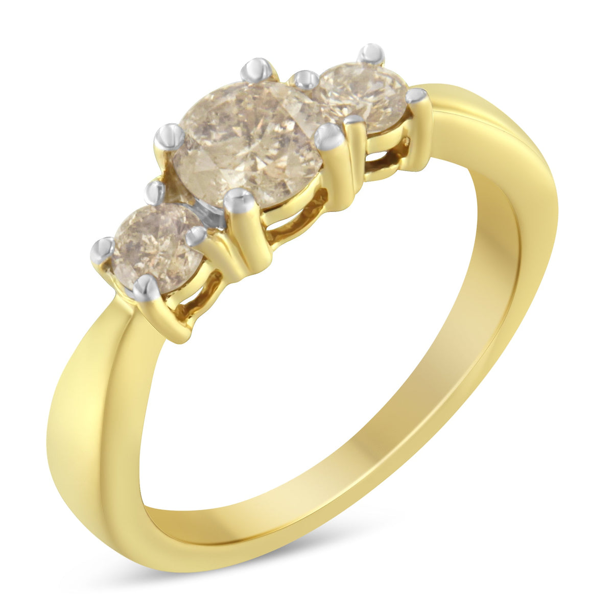 10K Yellow Gold Three Stone Diamond Band Ring (1.00 cttw, J-K Color, I2-I3 Clarity) - LinkagejewelrydesignLinkagejewelrydesign