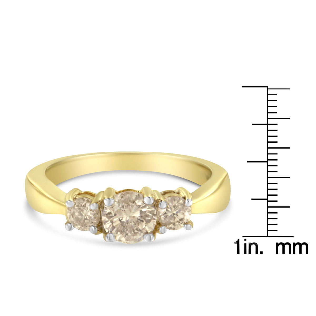 10K Yellow Gold Three Stone Diamond Band Ring (1.00 cttw, J-K Color, I2-I3 Clarity) - LinkagejewelrydesignLinkagejewelrydesign