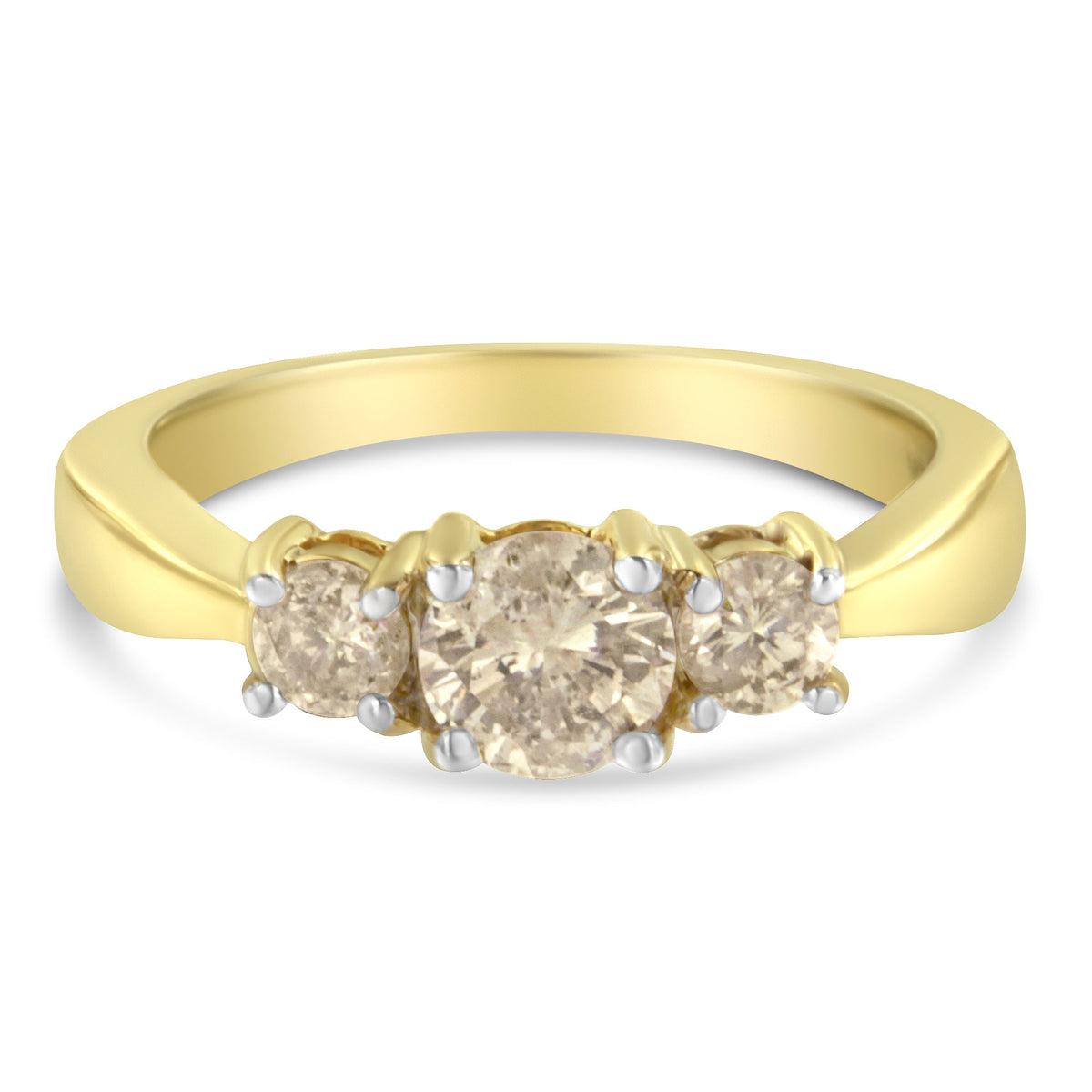 10K Yellow Gold Three Stone Diamond Band Ring (1.00 cttw, J-K Color, I2-I3 Clarity) - LinkagejewelrydesignLinkagejewelrydesign