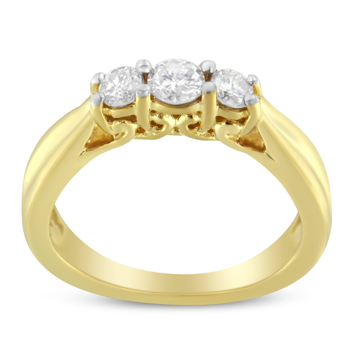 10K Yellow Gold Three-stone Diamond Ring (0.50 cttw, J-K Color, I2-I3 Clarity) - LinkagejewelrydesignLinkagejewelrydesign