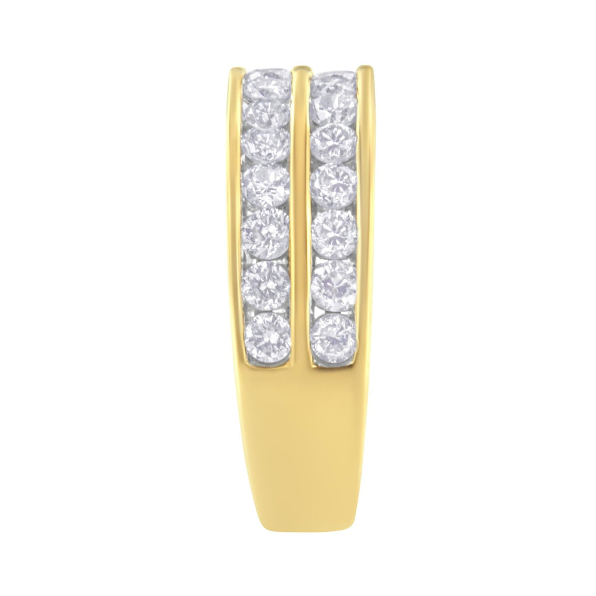 10K Yellow Gold Two-Row Diamond Band Ring (1 Cttw, J-K Color, I1-I2 Clarity) - Size 6 - LinkagejewelrydesignLinkagejewelrydesign
