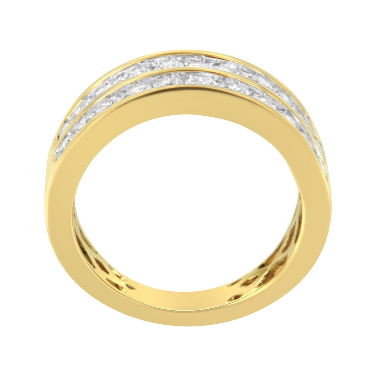10K Yellow Gold Two-Row Diamond Band Ring (1 Cttw, J-K Color, I1-I2 Clarity) - Size 6 - LinkagejewelrydesignLinkagejewelrydesign
