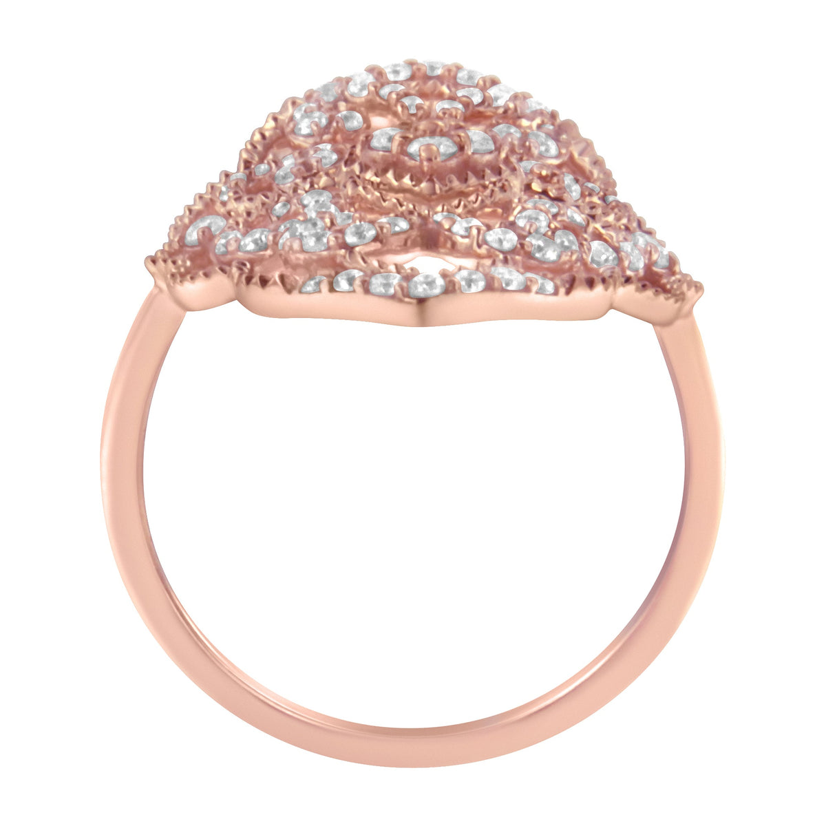 10KT Rose Gold Diamond Cocktail Ring (1/2 cttw, H-I Color, I1-I2 Clarity) - LinkagejewelrydesignLinkagejewelrydesign