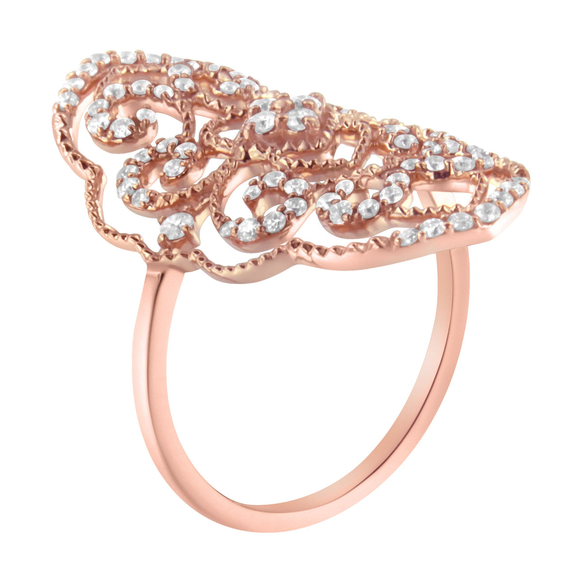 10KT Rose Gold Diamond Cocktail Ring (1/2 cttw, H-I Color, I1-I2 Clarity) - LinkagejewelrydesignLinkagejewelrydesign