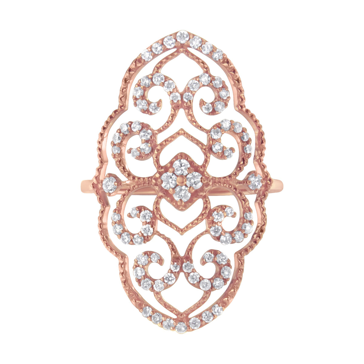 10KT Rose Gold Diamond Cocktail Ring (1/2 cttw, H-I Color, I1-I2 Clarity) - LinkagejewelrydesignLinkagejewelrydesign