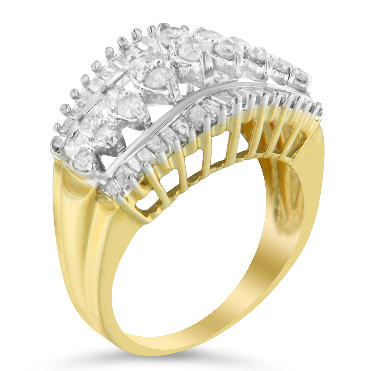 10KT Two-Tone Gold Diamond Cluster Band (1 cttw, I-J Color, I1-I2 Clarity) - LinkagejewelrydesignLinkagejewelrydesign