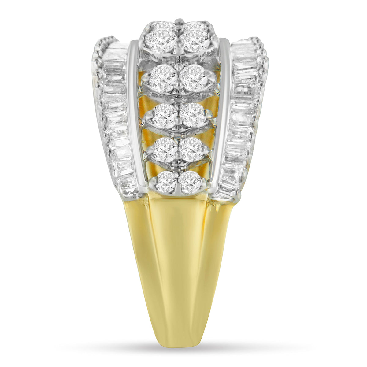 10KT Two-Tone Gold Diamond Cluster Band (1 cttw, I-J Color, I1-I2 Clarity) - LinkagejewelrydesignLinkagejewelrydesign