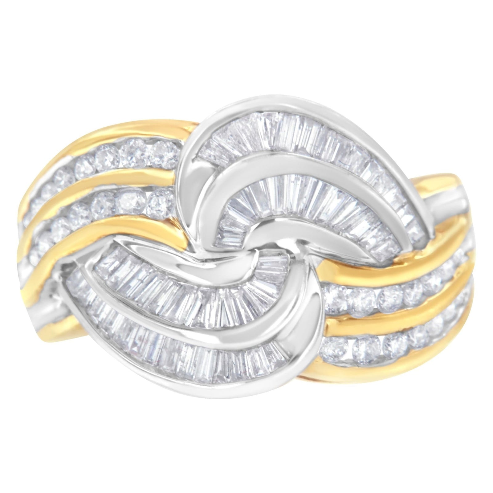 10KT Two-Toned Gold Diamond Bypass Ring (1 cttw, H-I Color, SI1-SI2 Clarity) - LinkagejewelrydesignLinkagejewelrydesign