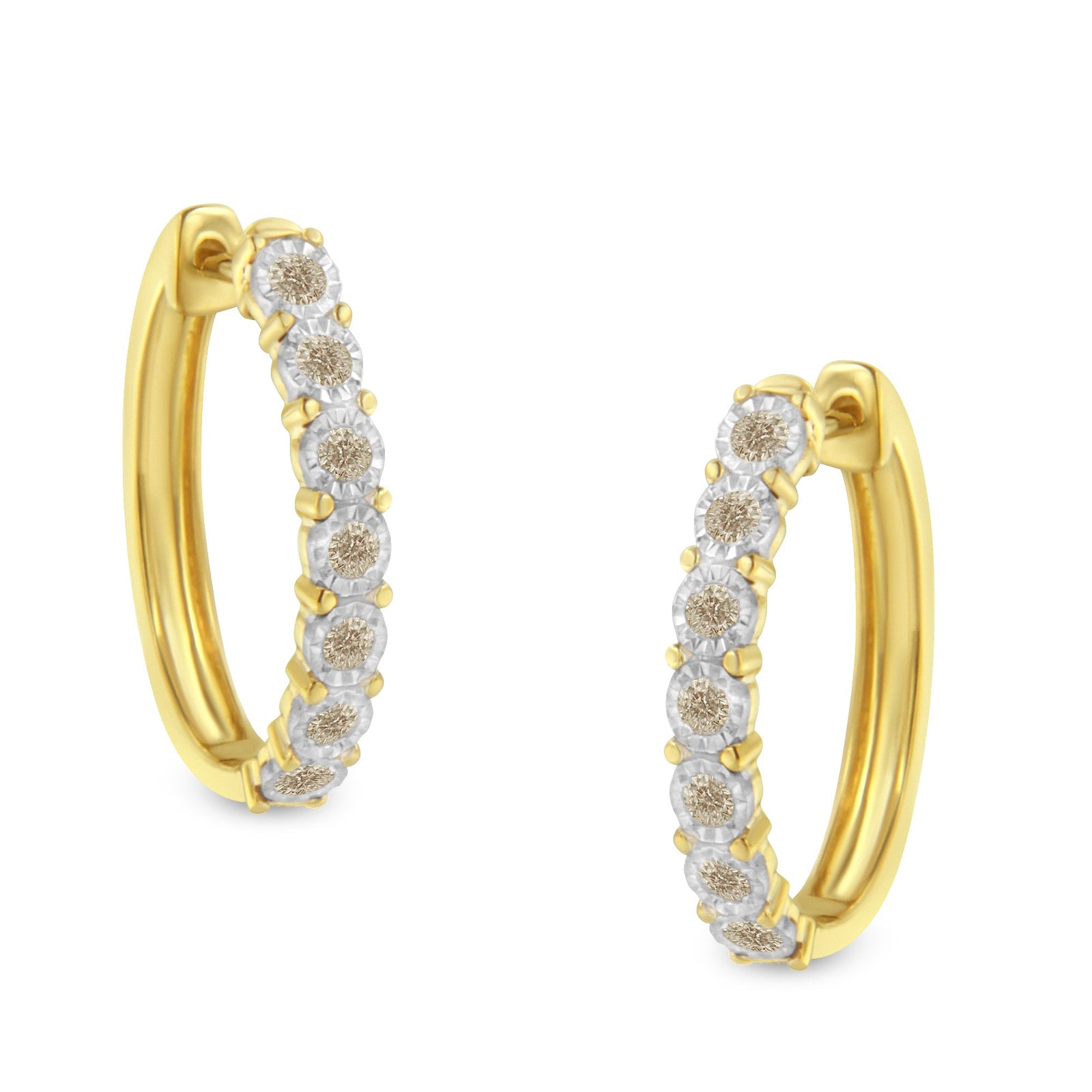 10KT Two-Toned Gold Diamond Hoop Earring (1/2 cttw, J-K Color, I2-I3 Clarity) - LinkagejewelrydesignLinkagejewelrydesign