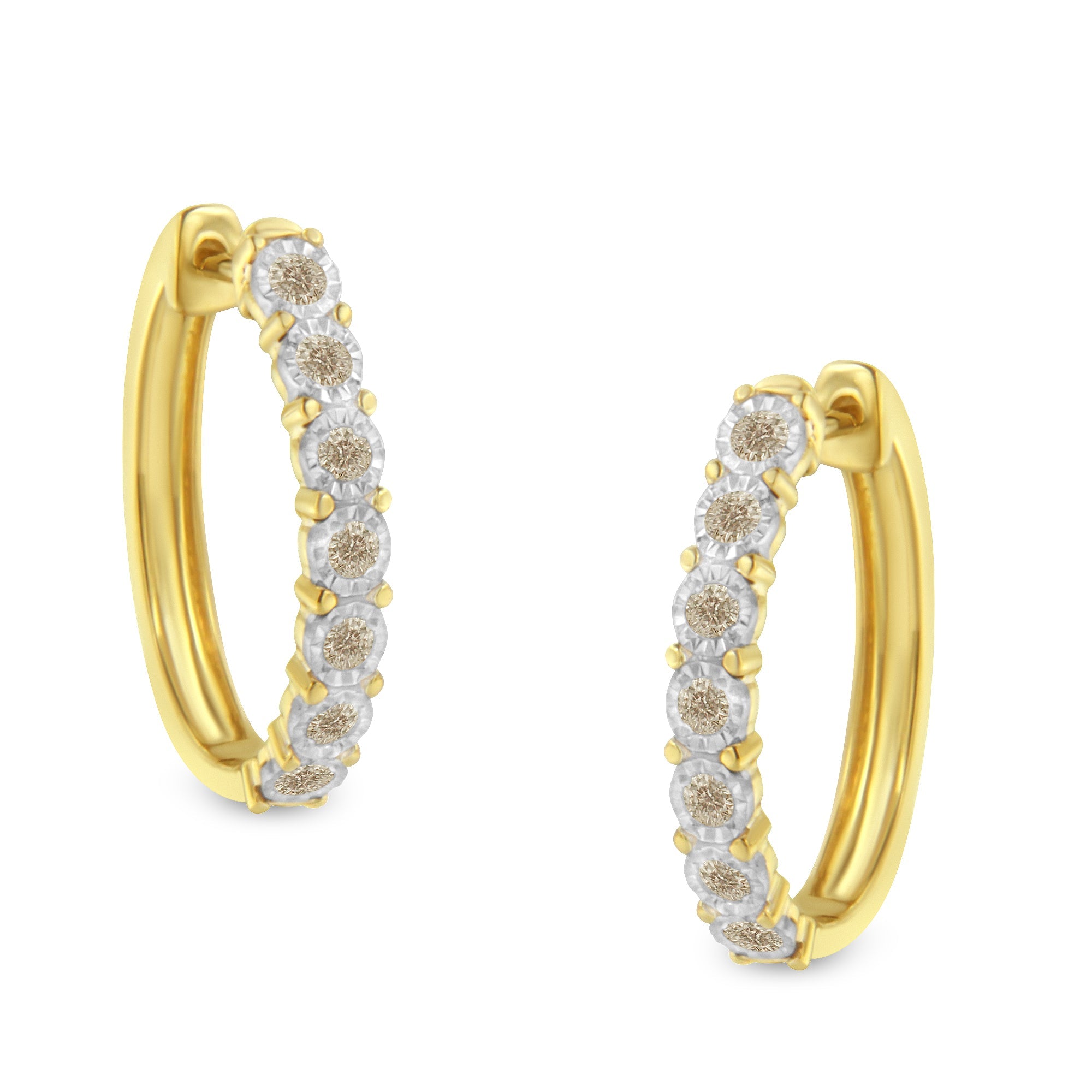 10KT Two-Toned Gold Diamond Hoop Earring (1/2 cttw, J-K Color, I2-I3 Clarity) - LinkagejewelrydesignLinkagejewelrydesign