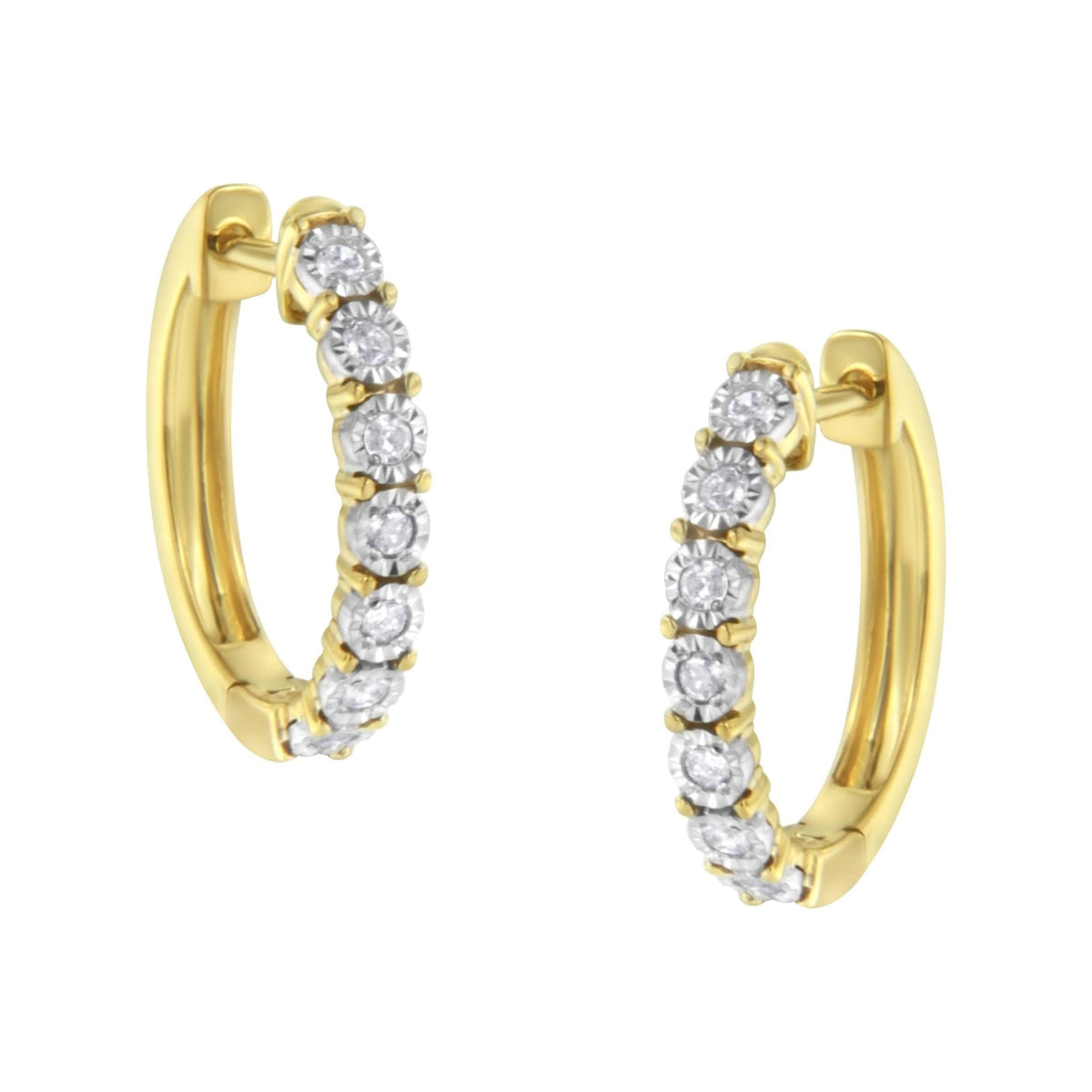 10KT Two-Toned Gold Diamond Hoop Earring (1/4 cttw, J-K Color, I2-I3 Clarity) - LinkagejewelrydesignLinkagejewelrydesign