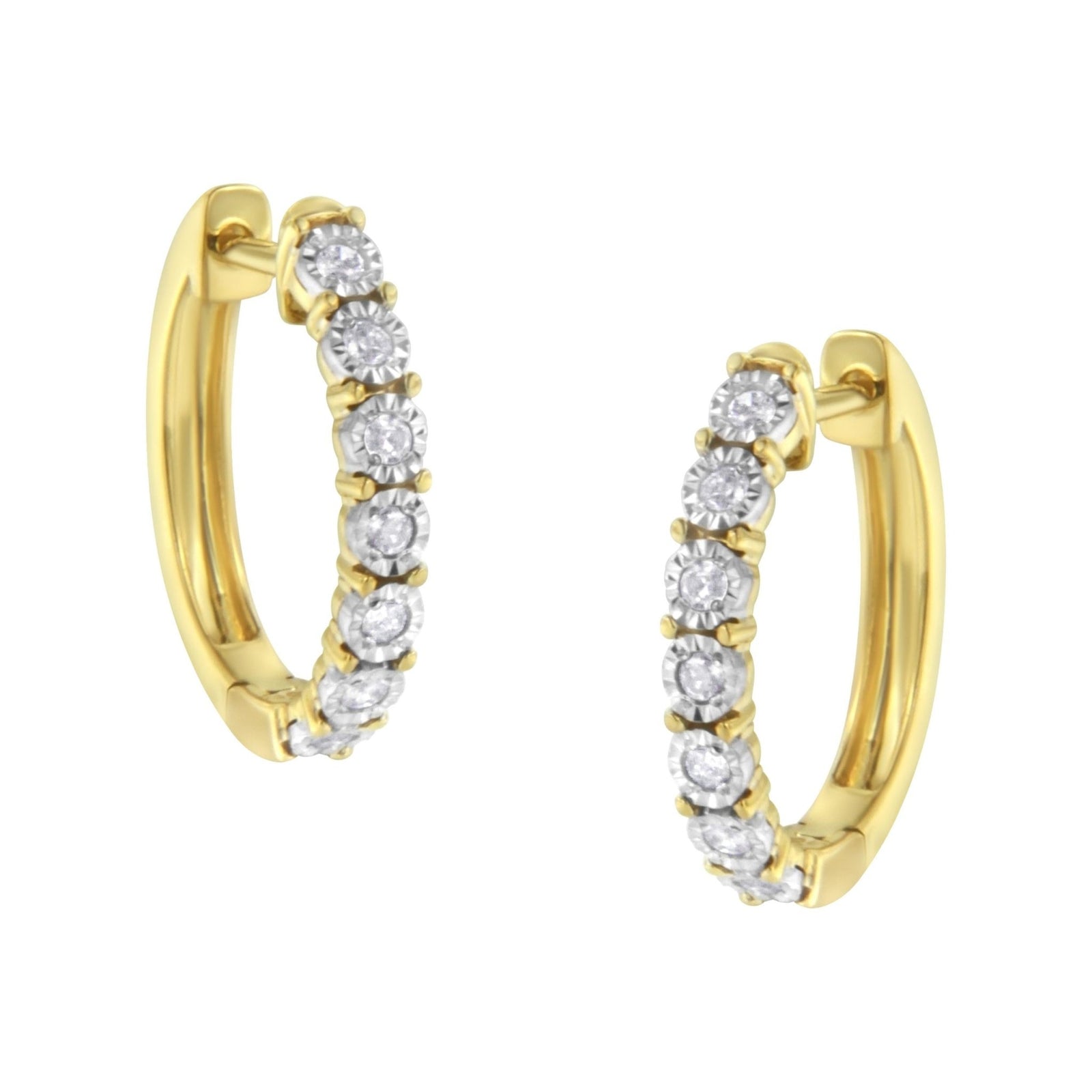 10KT Two-Toned Gold Diamond Hoop Earring (1/4 cttw, J-K Color, I2-I3 Clarity) - LinkagejewelrydesignLinkagejewelrydesign