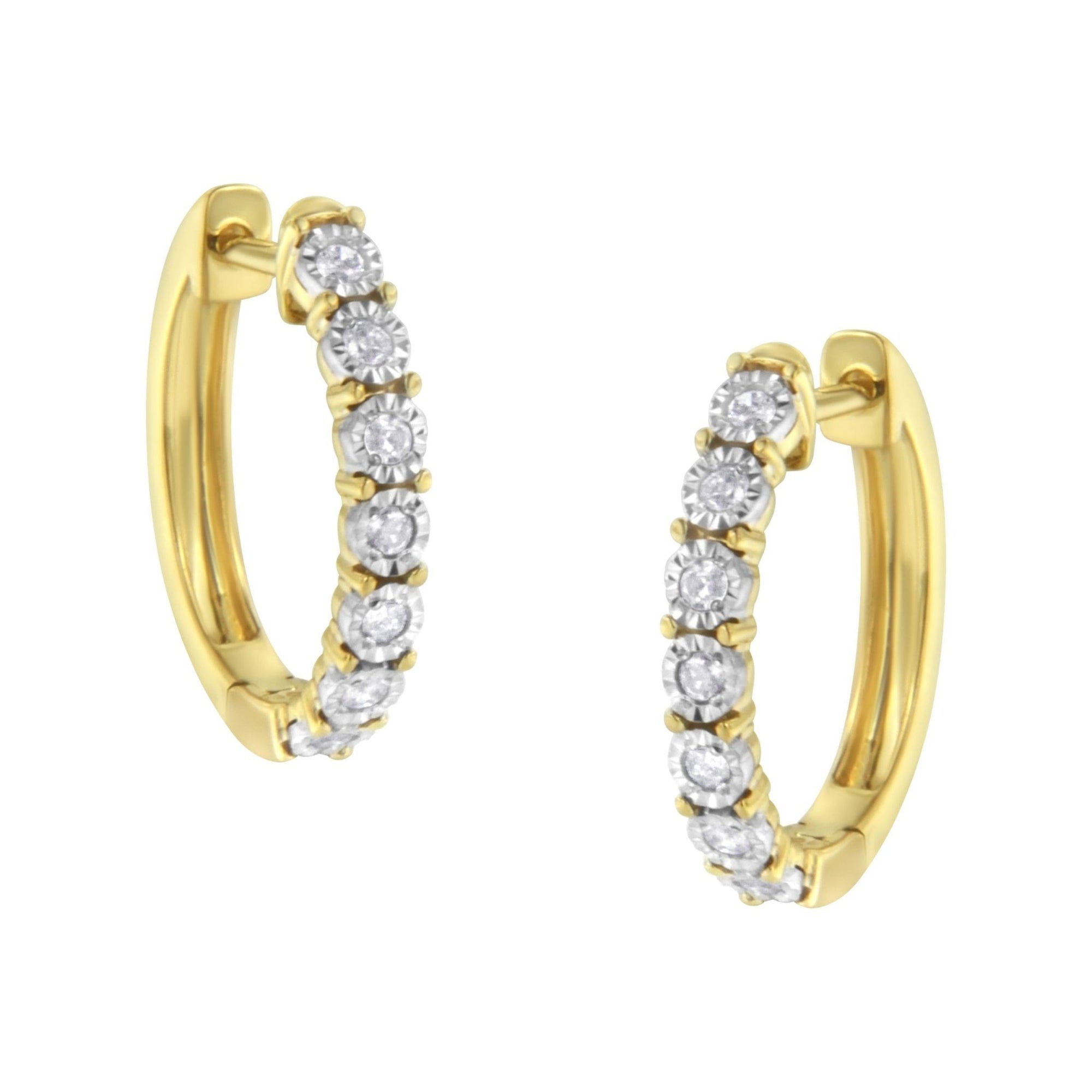 10KT Two-Toned Gold Diamond Hoop Earring (1/4 cttw, J-K Color, I2-I3 Clarity) - LinkagejewelrydesignLinkagejewelrydesign