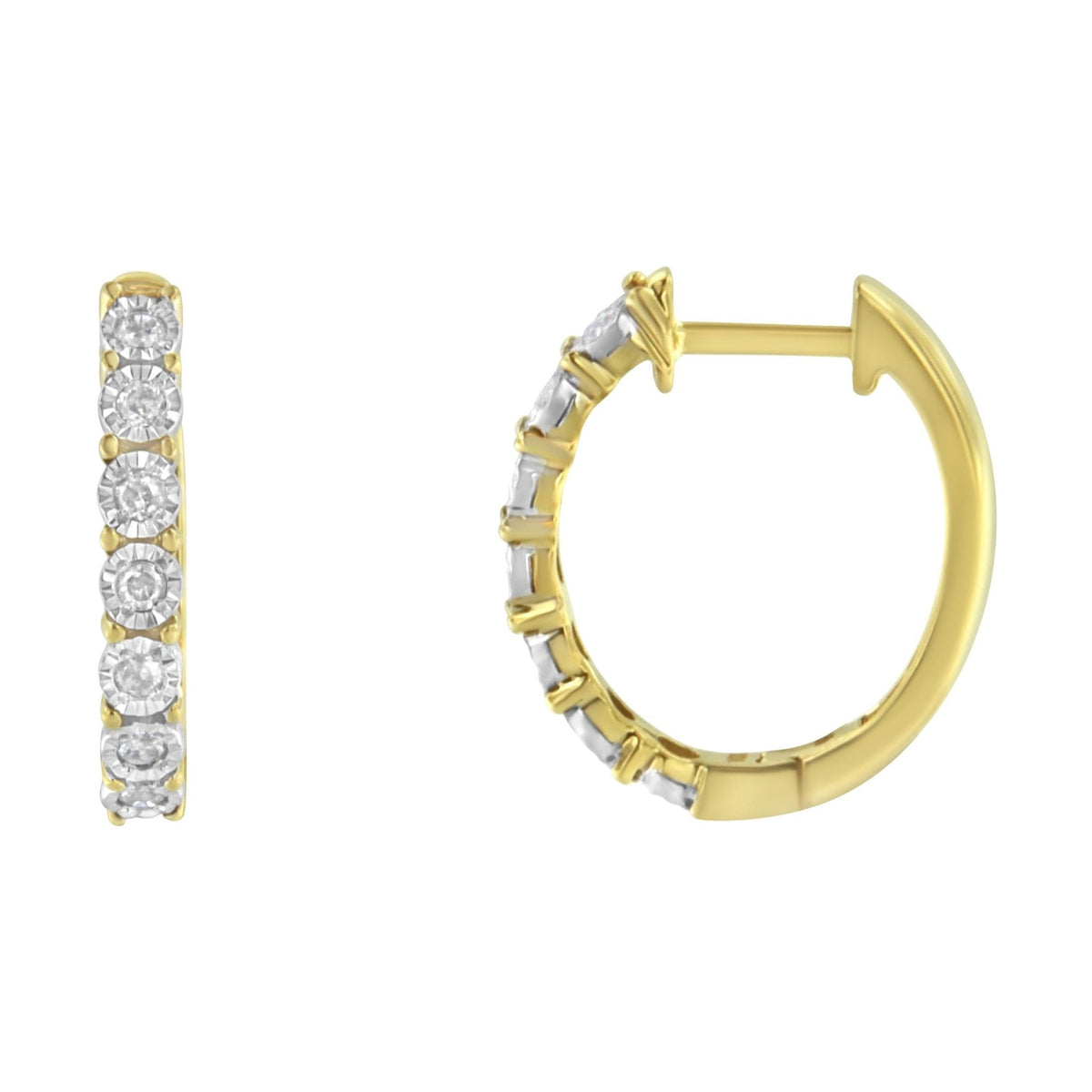 10KT Two-Toned Gold Diamond Hoop Earring (1/4 cttw, J-K Color, I2-I3 Clarity) - LinkagejewelrydesignLinkagejewelrydesign