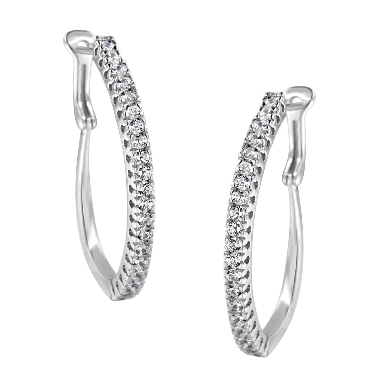 10KT White Gold 1 cttw Diamond Hoop Earrings (I-J Clarity, I2-I3 Color) - LinkagejewelrydesignLinkagejewelrydesign