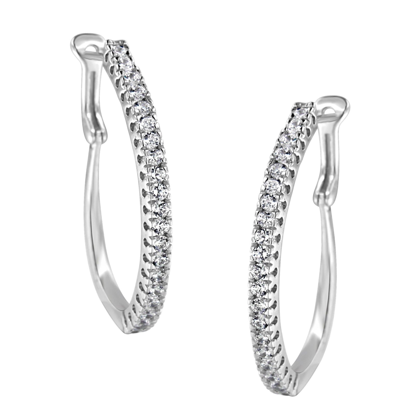 10KT White Gold 1 cttw Diamond Hoop Earrings (I-J Clarity, I2-I3 Color) - LinkagejewelrydesignLinkagejewelrydesign