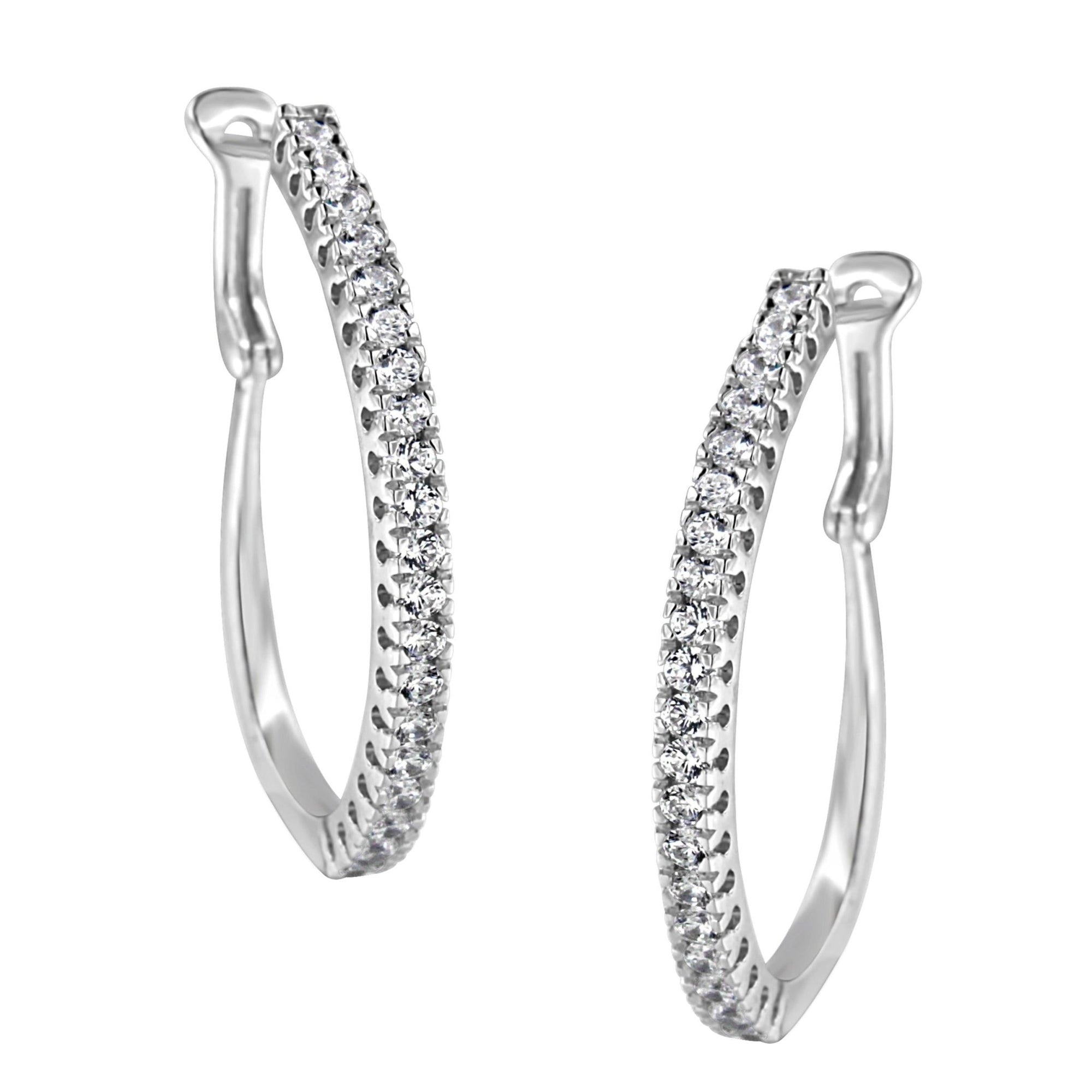 10KT White Gold 1 cttw Diamond Hoop Earrings (I-J Clarity, I2-I3 Color) - LinkagejewelrydesignLinkagejewelrydesign