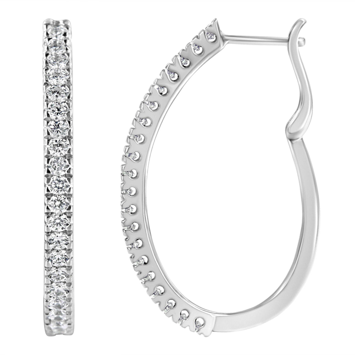 10KT White Gold 1 cttw Diamond Hoop Earrings (I-J Clarity, I2-I3 Color) - LinkagejewelrydesignLinkagejewelrydesign