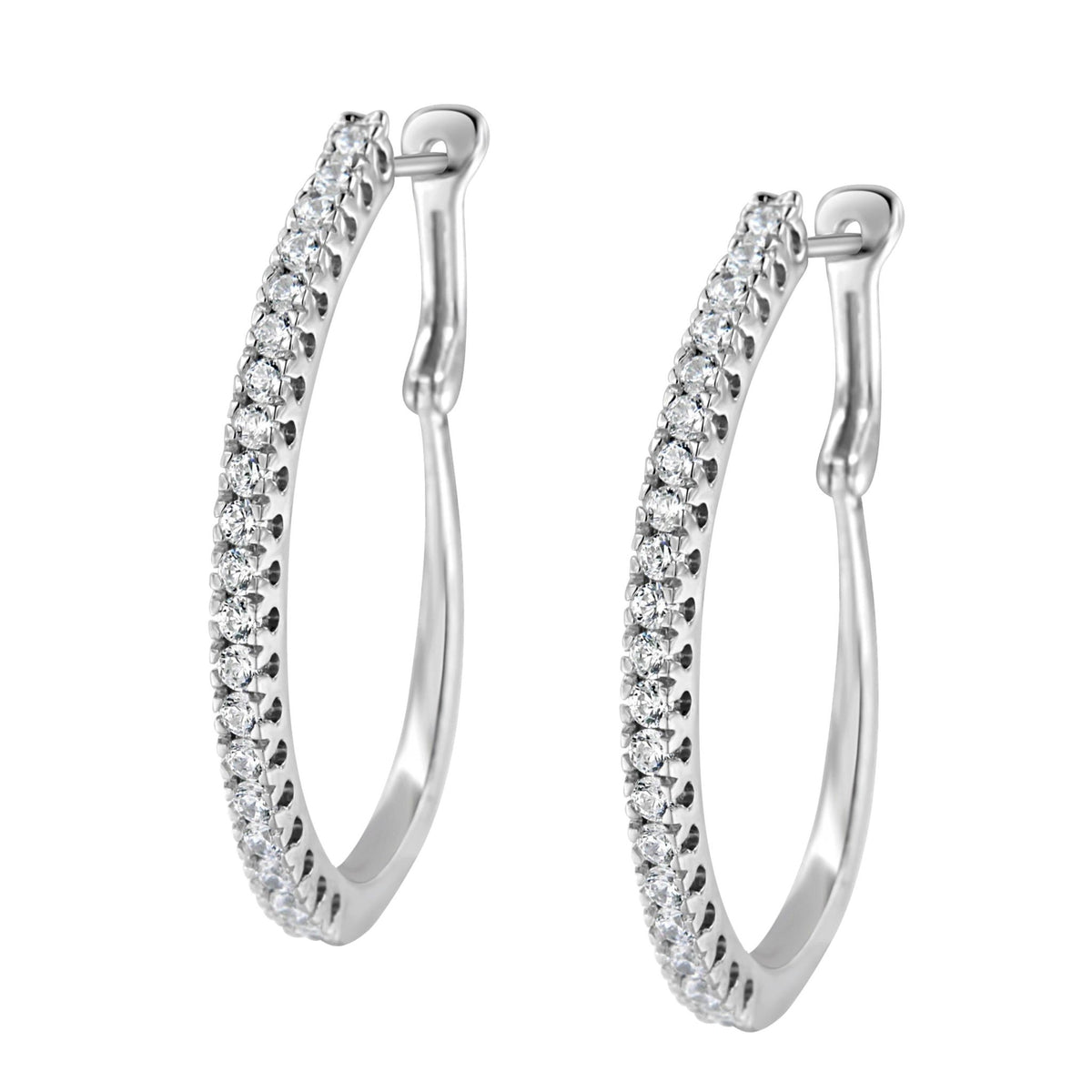 10KT White Gold 1 cttw Diamond Hoop Earrings (I-J Clarity, I2-I3 Color) - LinkagejewelrydesignLinkagejewelrydesign
