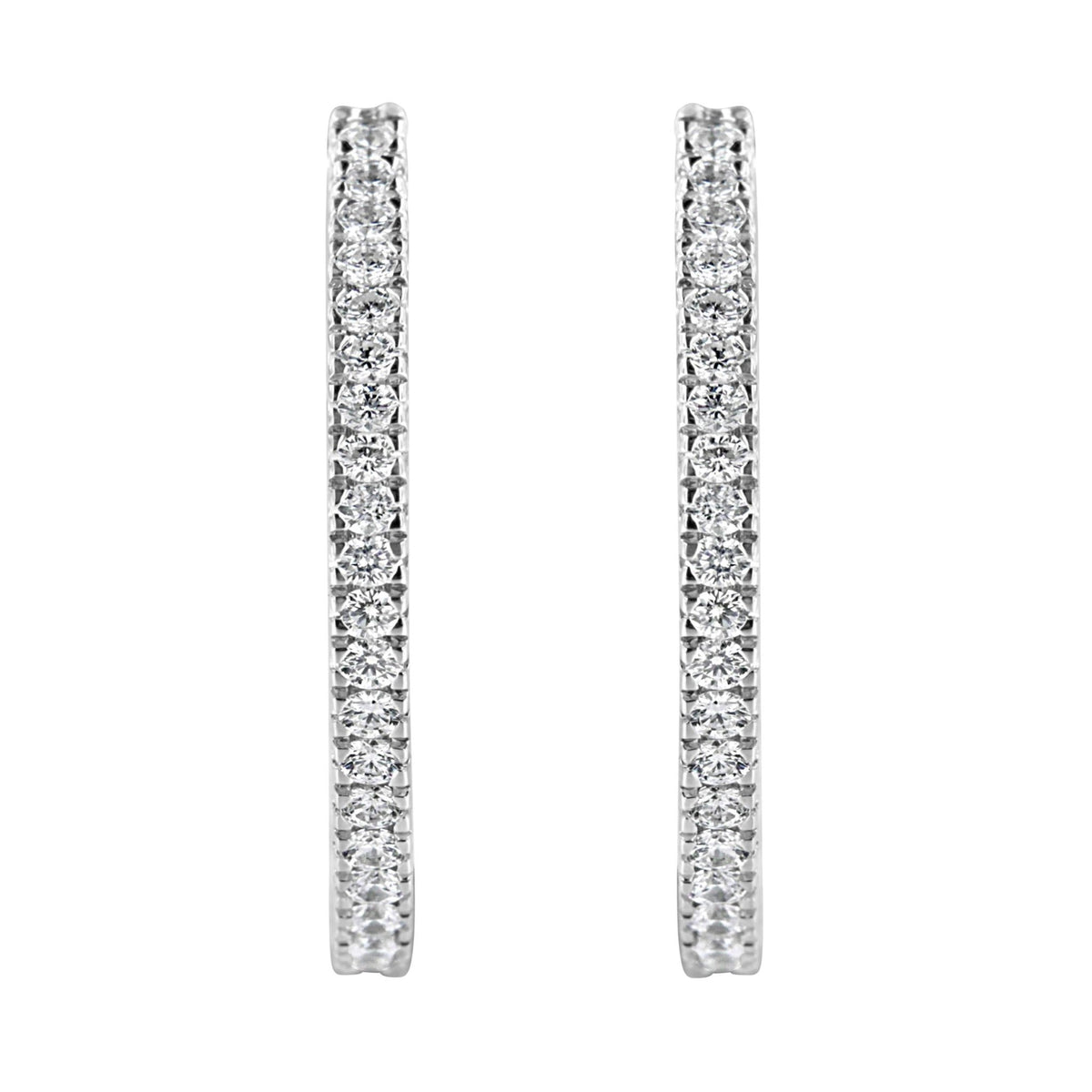 10KT White Gold 1 cttw Diamond Hoop Earrings (I-J Clarity, I2-I3 Color) - LinkagejewelrydesignLinkagejewelrydesign