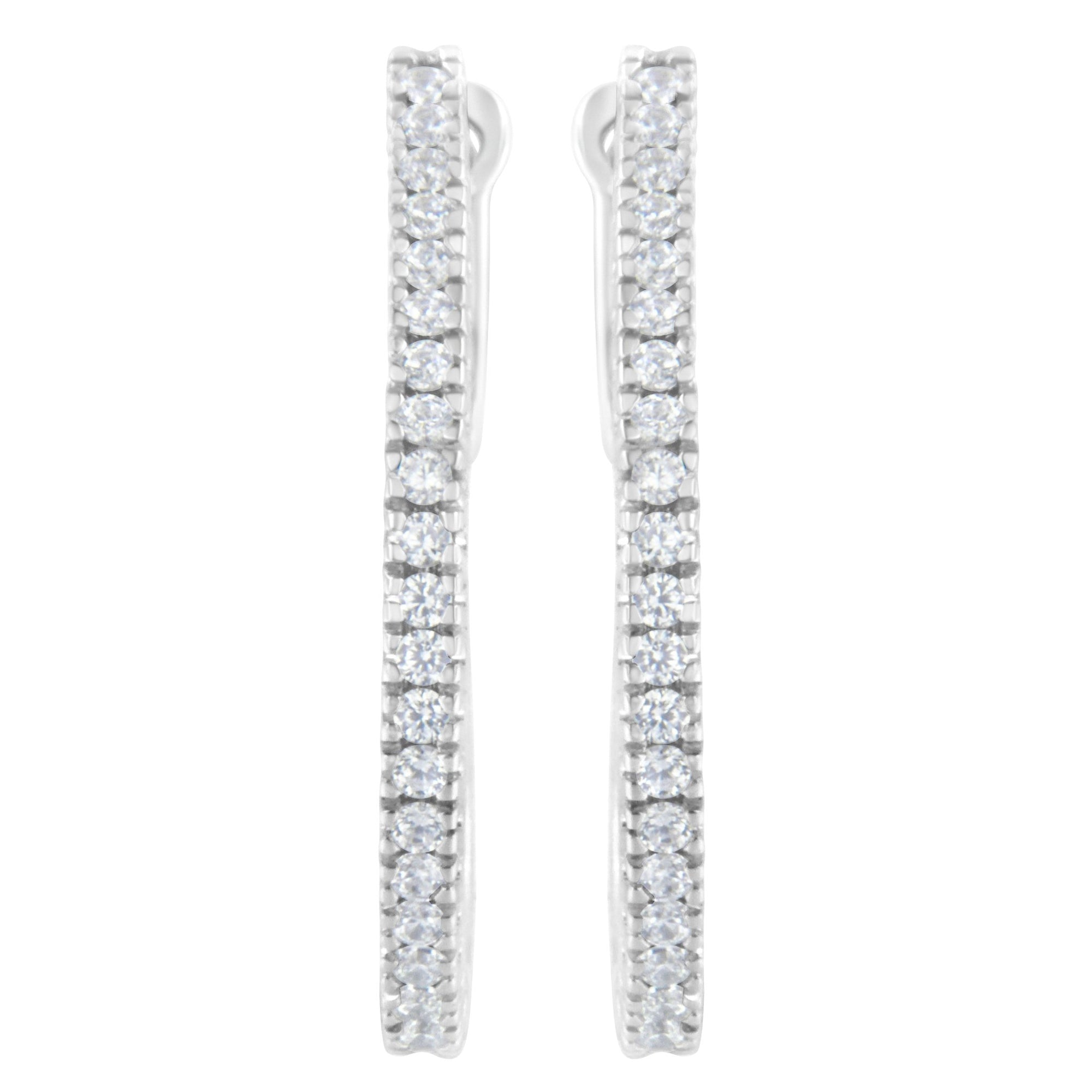 10KT White Gold 1/2 cttw Diamond Hoop Earrings (I-J, I2-I3) - LinkagejewelrydesignLinkagejewelrydesign