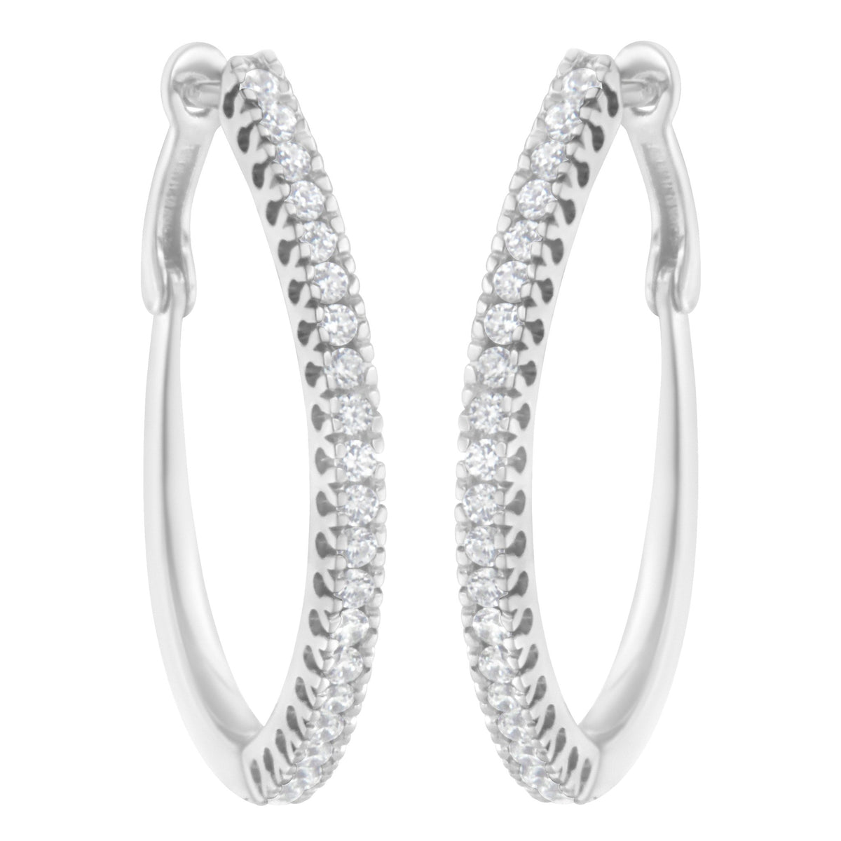 10KT White Gold 1/2 cttw Diamond Hoop Earrings (I-J, I2-I3) - LinkagejewelrydesignLinkagejewelrydesign