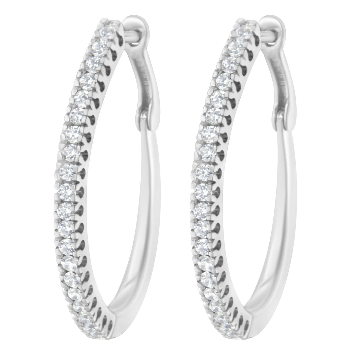 10KT White Gold 1/2 cttw Diamond Hoop Earrings (I-J, I2-I3) - LinkagejewelrydesignLinkagejewelrydesign