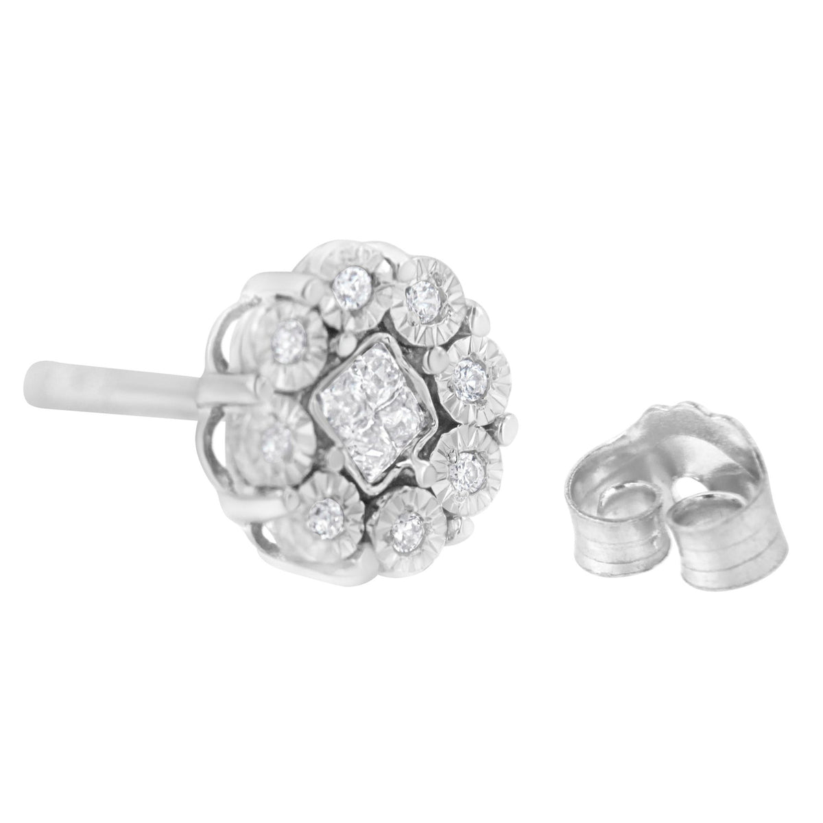 10KT White Gold 1/4ct Diamond Floral Cluster Stud Earring (I-J, I1-I2) - LinkagejewelrydesignLinkagejewelrydesign