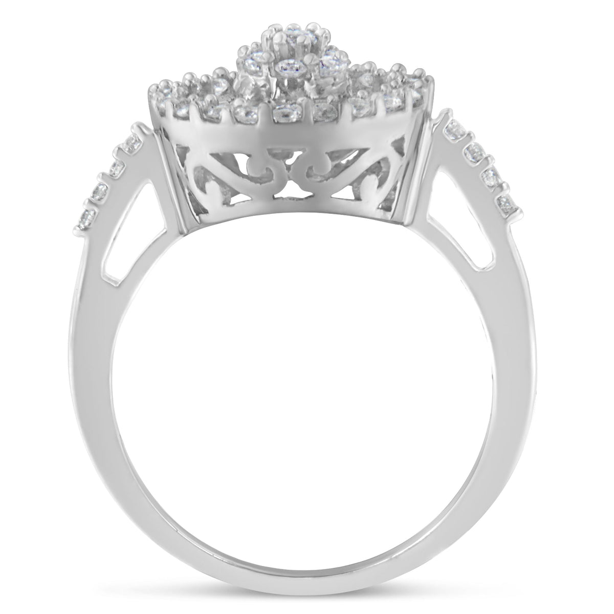 10KT White Gold Diamond Cocktail Ring (1 cttw, H-I Color, SI2-I1 Clarity) - LinkagejewelrydesignLinkagejewelrydesign