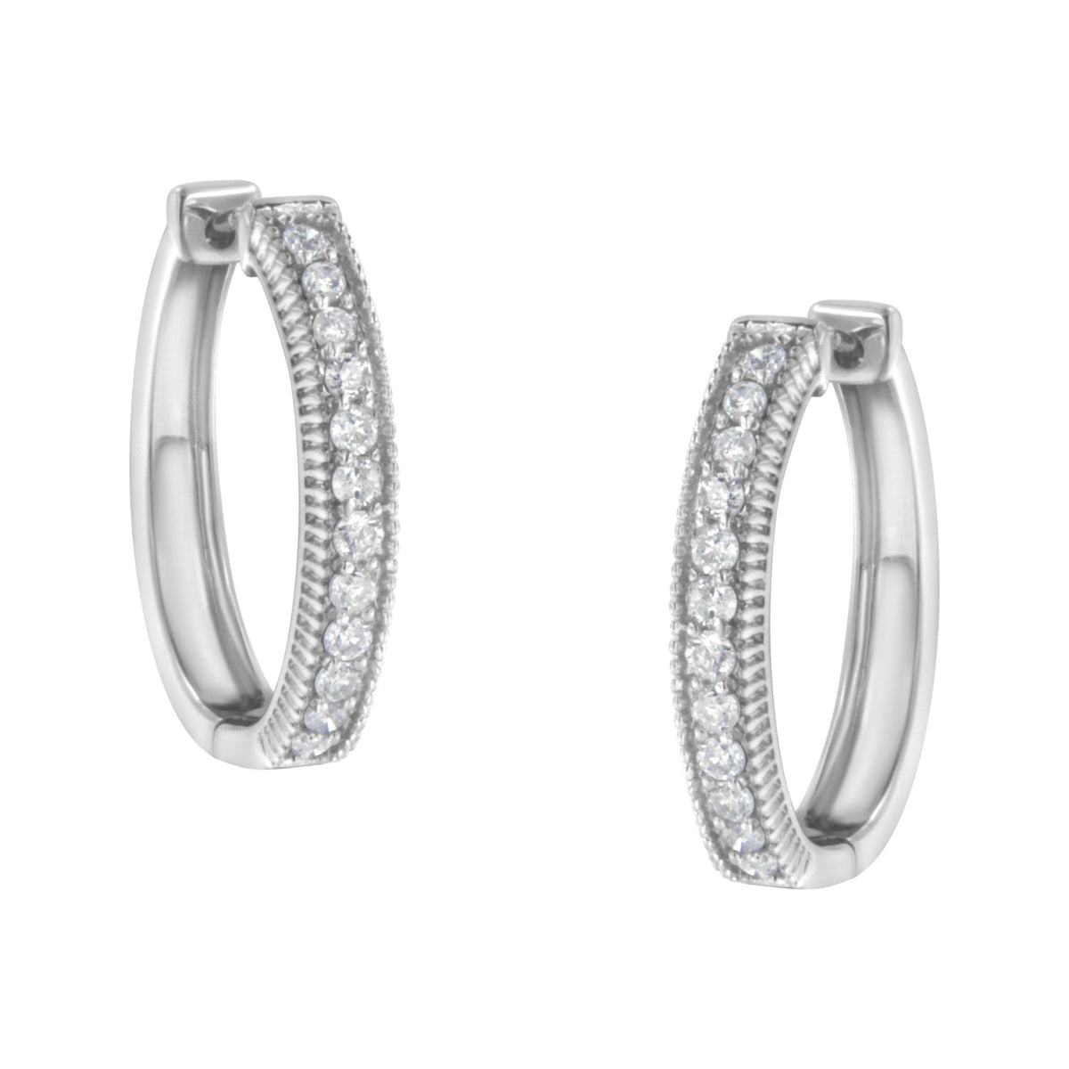 10KT White Gold Diamond Hoop Earring (1.00 cttw, H-I Color, I1-I2 Clarity) - LinkagejewelrydesignLinkagejewelrydesign