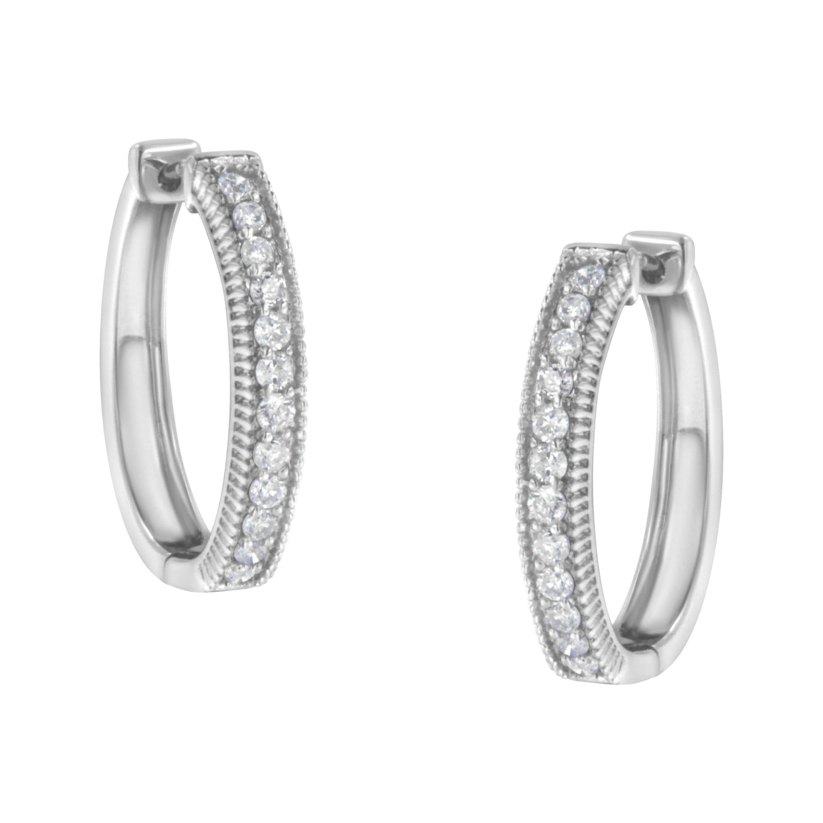 10KT White Gold Diamond Hoop Earring (1.00 cttw, H-I Color, I1-I2 Clarity) - LinkagejewelrydesignLinkagejewelrydesign