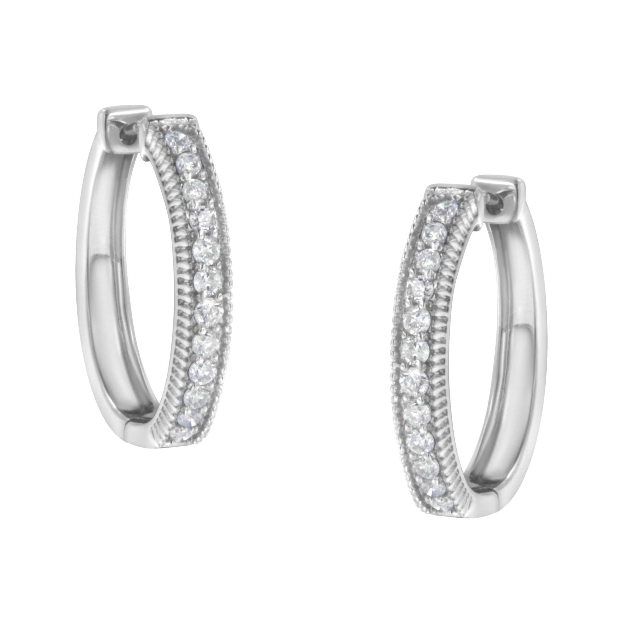 10KT White Gold Diamond Hoop Earring (1.00 cttw, H-I Color, I1-I2 Clarity) - LinkagejewelrydesignLinkagejewelrydesign