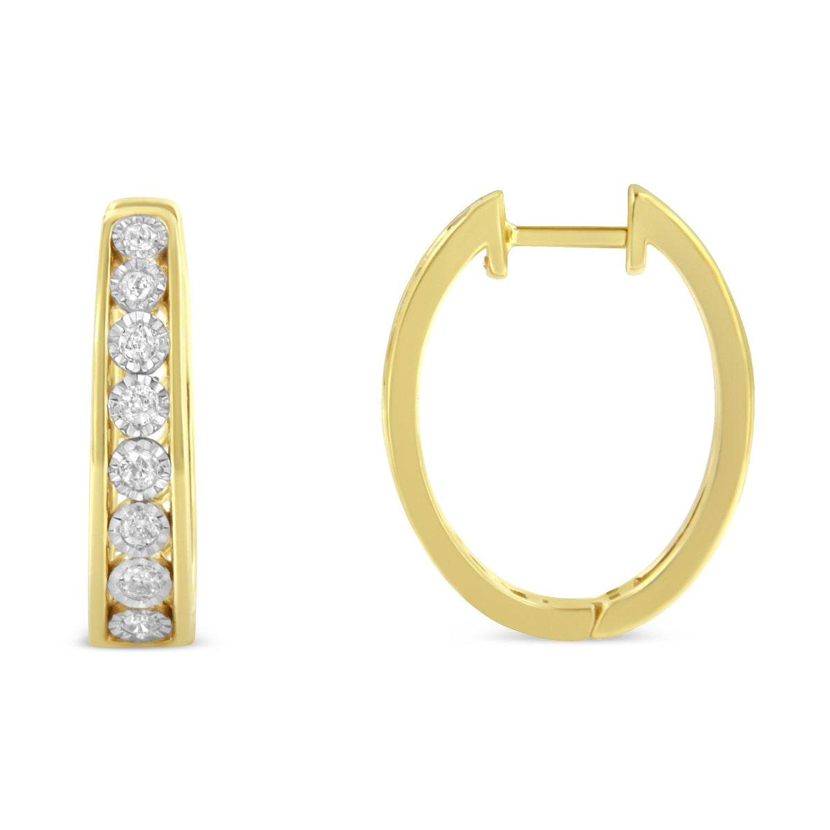 10KT Yellow and White Gold Diamond Hoop Earring (1/2 cttw, J-K Color, I2-I3 Clarity) - LinkagejewelrydesignLinkagejewelrydesign
