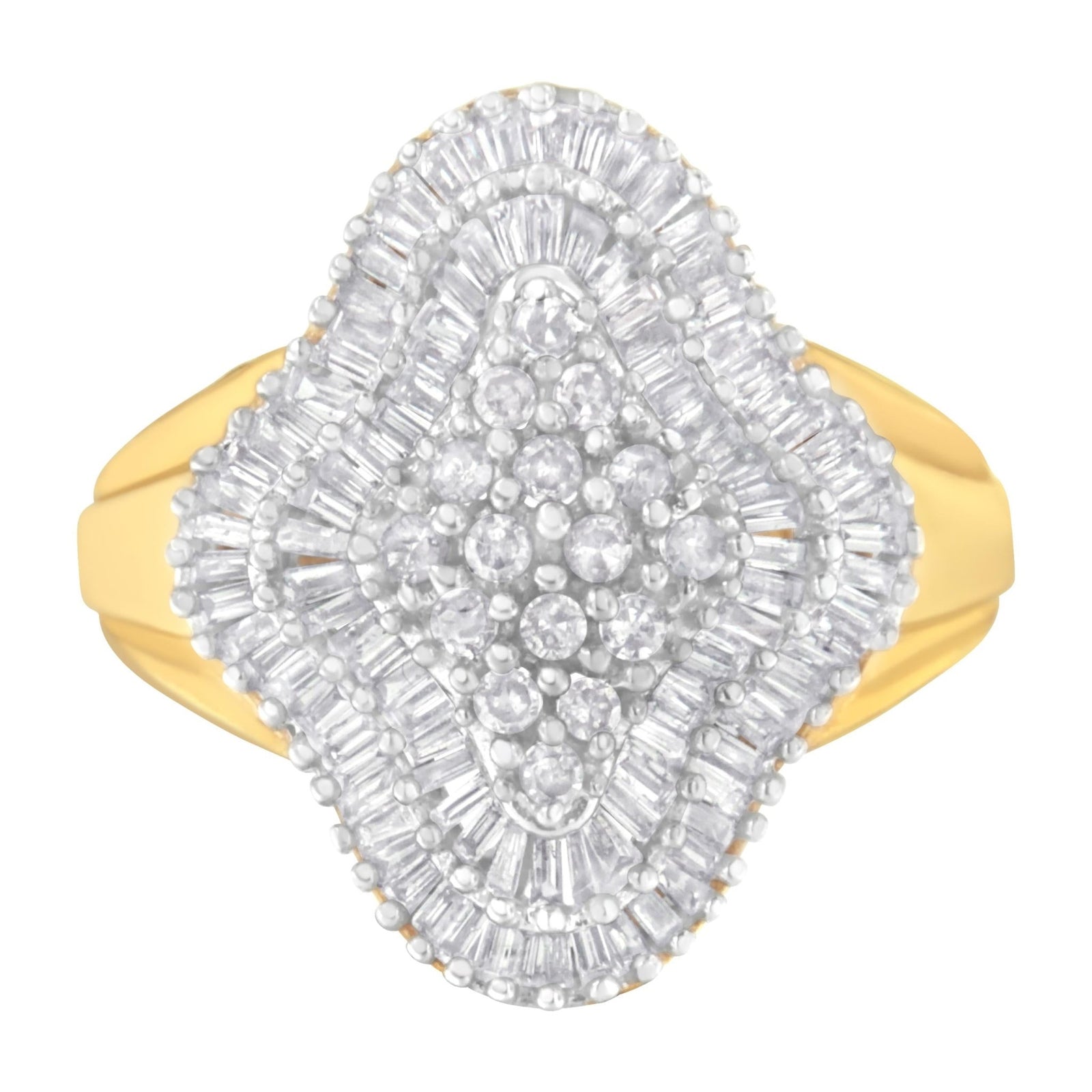 10KT Yellow Gold 1 cttw Diamond Cluster Ring (I-J, I1-I2) - Size 6 - LinkagejewelrydesignLinkagejewelrydesign