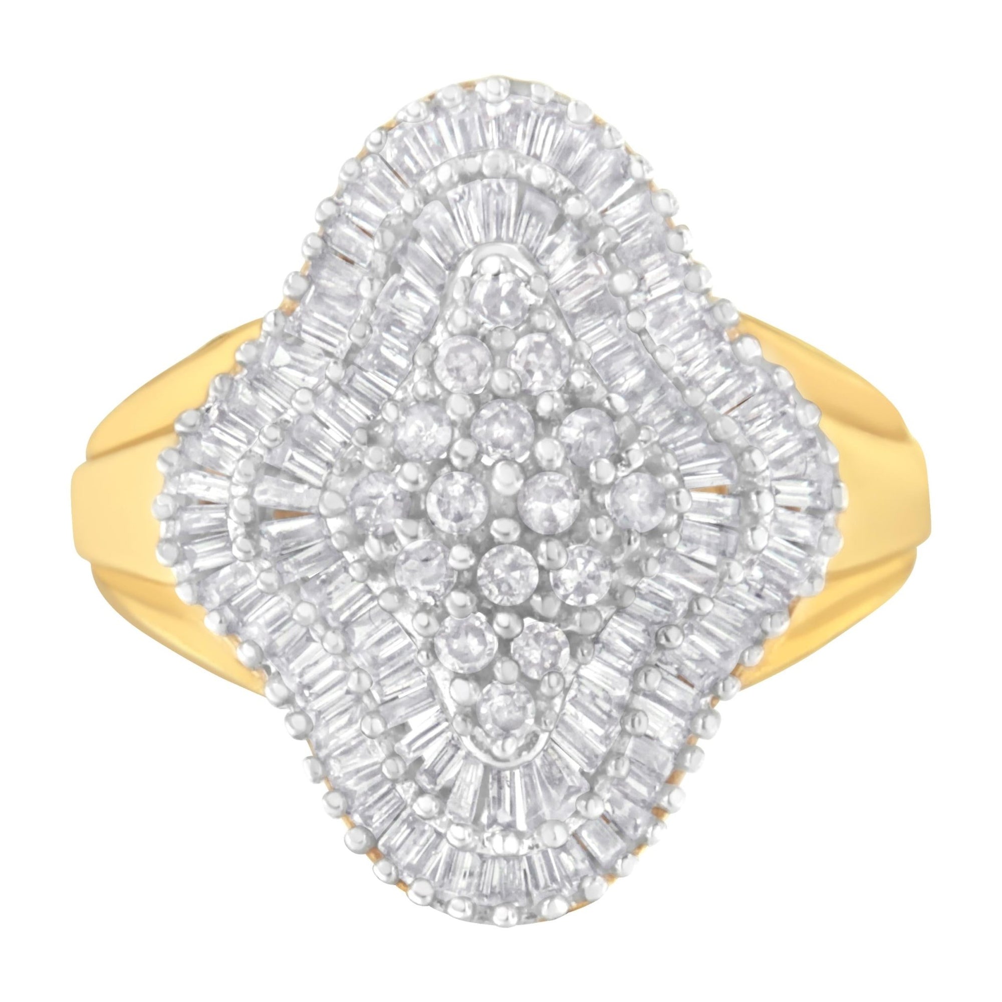 10KT Yellow Gold 1 cttw Diamond Cluster Ring (I-J, I1-I2) - Size 6 - LinkagejewelrydesignLinkagejewelrydesign