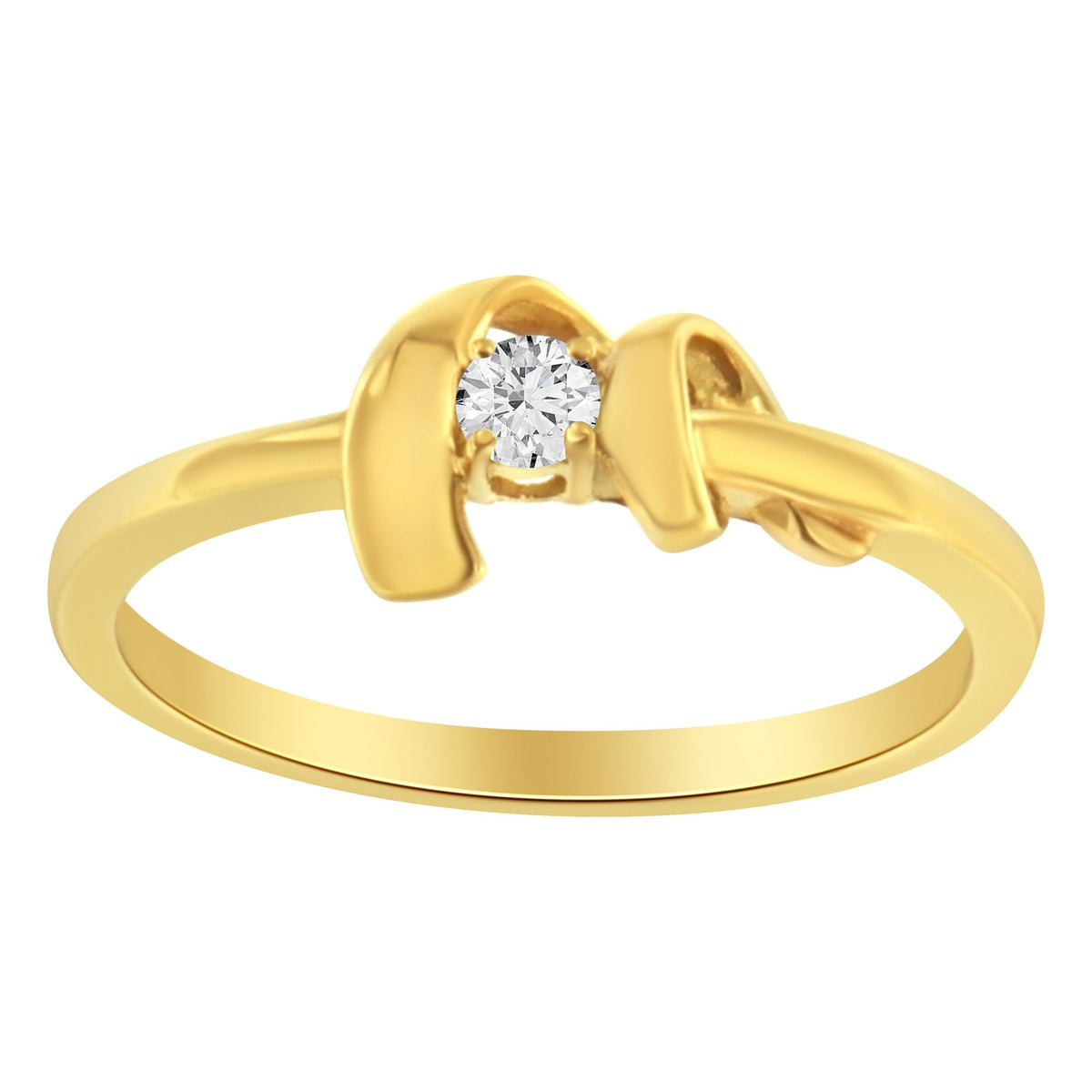 10kt Yellow Gold 1/10 Cttw Brilliant Round-cut Diamond Swirling Solitaire Promise Ring (H-I Color, SI2-I1 Clarity) - Size 7 - LinkagejewelrydesignLinkagejewelrydesign