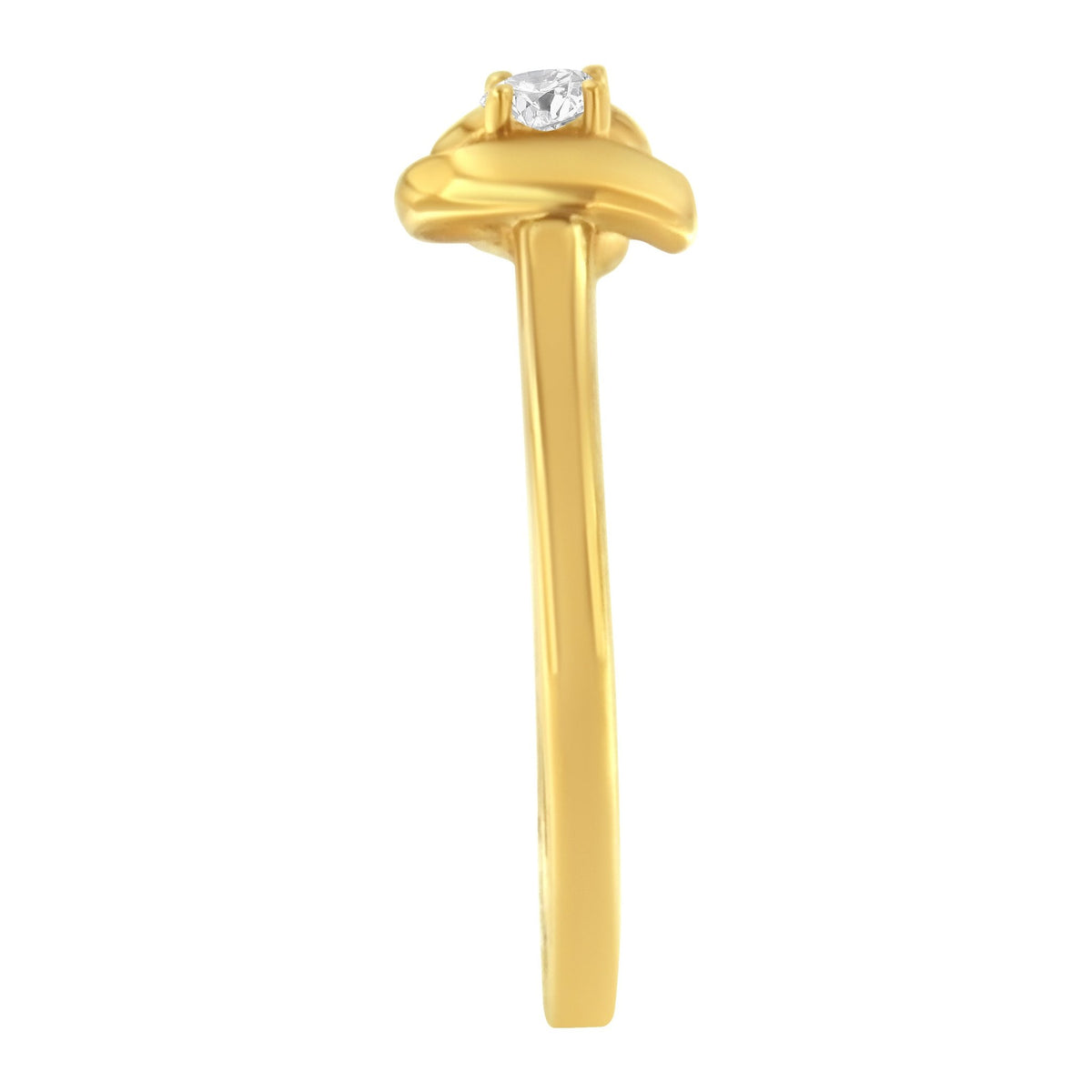 10kt Yellow Gold 1/10 Cttw Brilliant Round-cut Diamond Swirling Solitaire Promise Ring (H-I Color, SI2-I1 Clarity) - Size 7 - LinkagejewelrydesignLinkagejewelrydesign