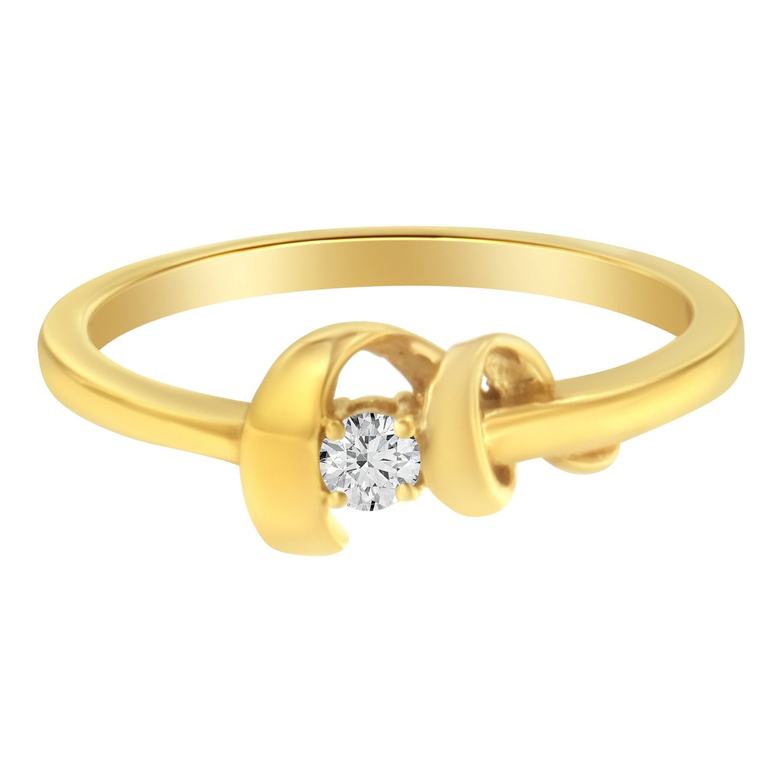 10kt Yellow Gold 1/10 Cttw Brilliant Round-cut Diamond Swirling Solitaire Promise Ring (H-I Color, SI2-I1 Clarity) - Size 7 - LinkagejewelrydesignLinkagejewelrydesign