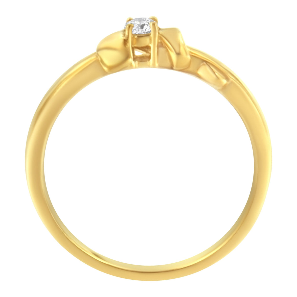 10kt Yellow Gold 1/10 Cttw Brilliant Round-cut Diamond Swirling Solitaire Promise Ring (H-I Color, SI2-I1 Clarity) - Size 7 - LinkagejewelrydesignLinkagejewelrydesign