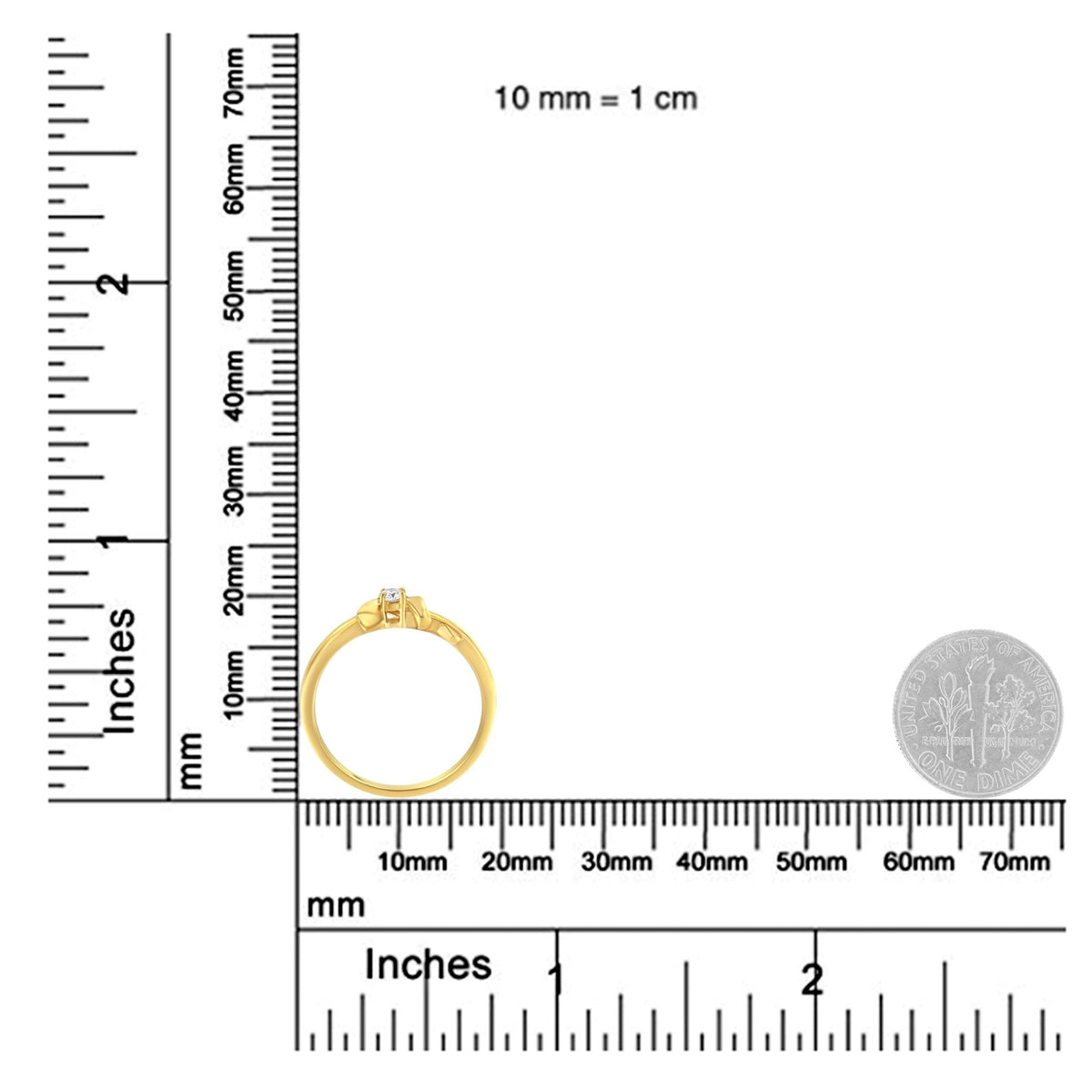 10kt Yellow Gold 1/10 Cttw Brilliant Round-cut Diamond Swirling Solitaire Promise Ring (H-I Color, SI2-I1 Clarity) - Size 7 - LinkagejewelrydesignLinkagejewelrydesign