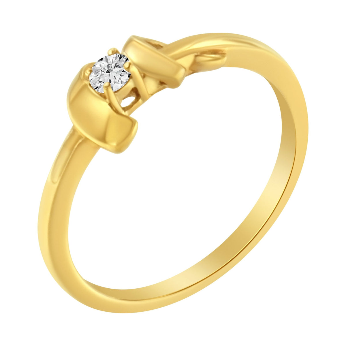 10kt Yellow Gold 1/10 Cttw Brilliant Round-cut Diamond Swirling Solitaire Promise Ring (H-I Color, SI2-I1 Clarity) - Size 7 - LinkagejewelrydesignLinkagejewelrydesign