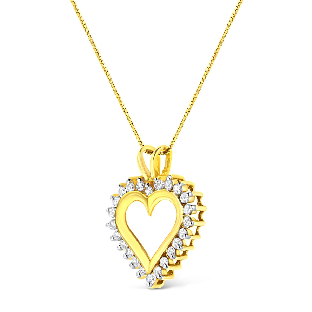 10KT Yellow Gold 1/2 cttw Diamond Open Heart Pendant (J-K, SI2-I1) - LinkagejewelrydesignLinkagejewelrydesign