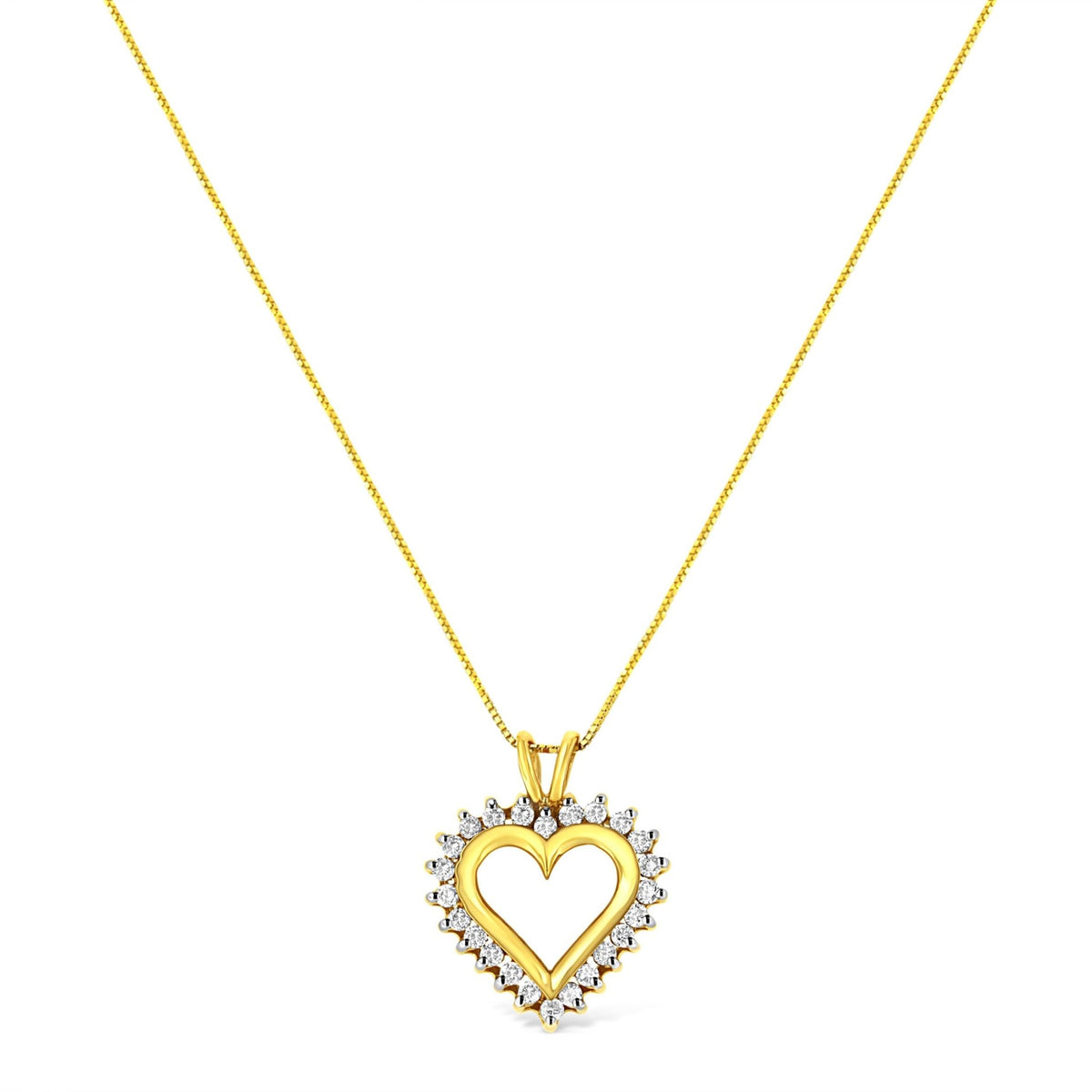 10KT Yellow Gold 1/2 cttw Diamond Open Heart Pendant (J-K, SI2-I1) - LinkagejewelrydesignLinkagejewelrydesign