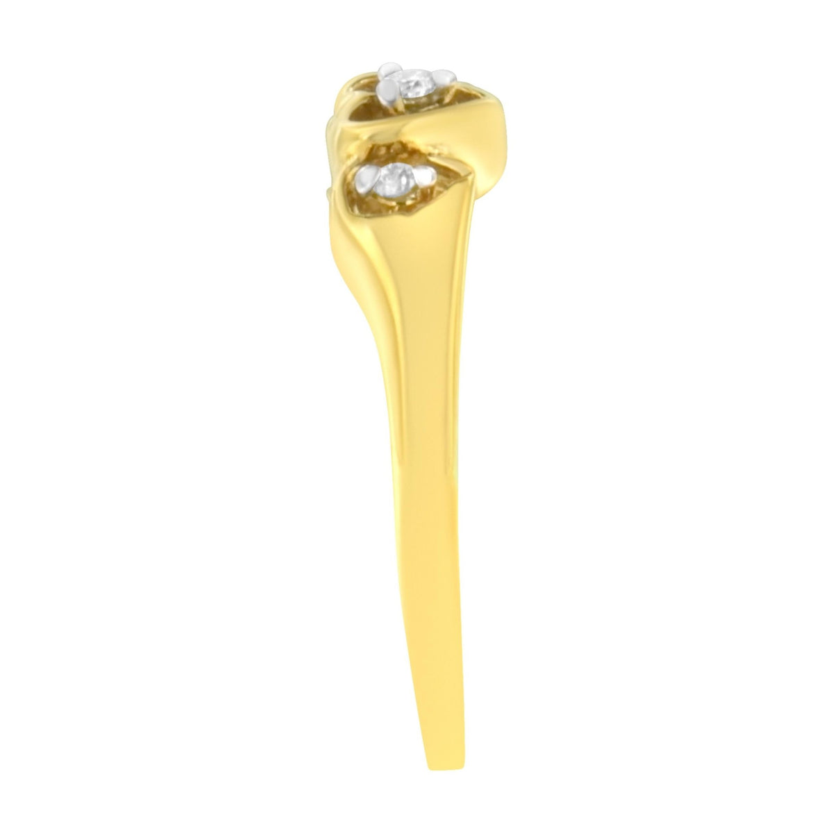 10KT Yellow Gold 1/20 cttw Diamond Triple Heart Diamond Ring (K-L, I1-I2) - Size 7 - LinkagejewelrydesignLinkagejewelrydesign