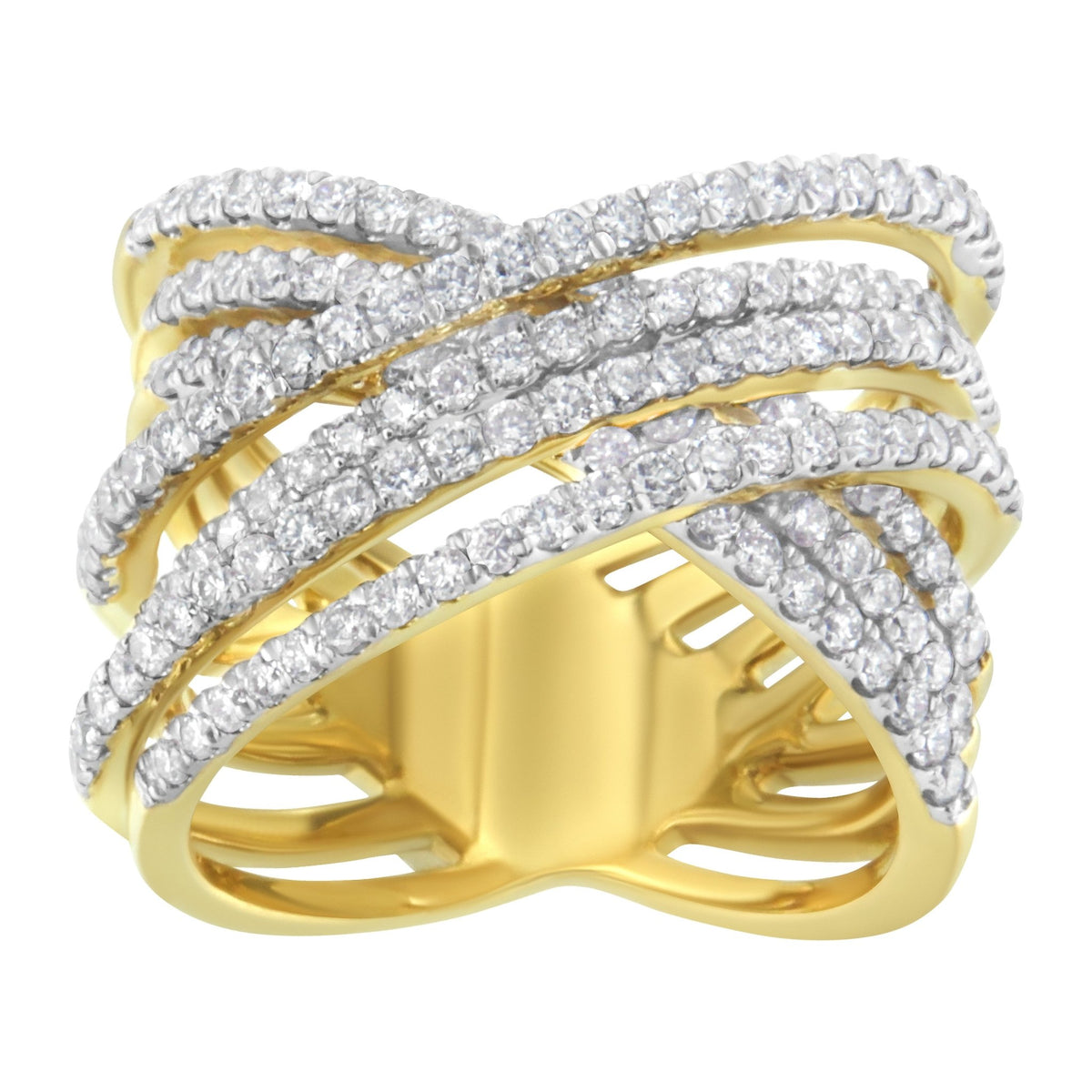 10KT Yellow Gold Diamond Bypass Ring (1 5/8 cttw, H-I Color, SI2-I1 Clarity) - LinkagejewelrydesignLinkagejewelrydesign