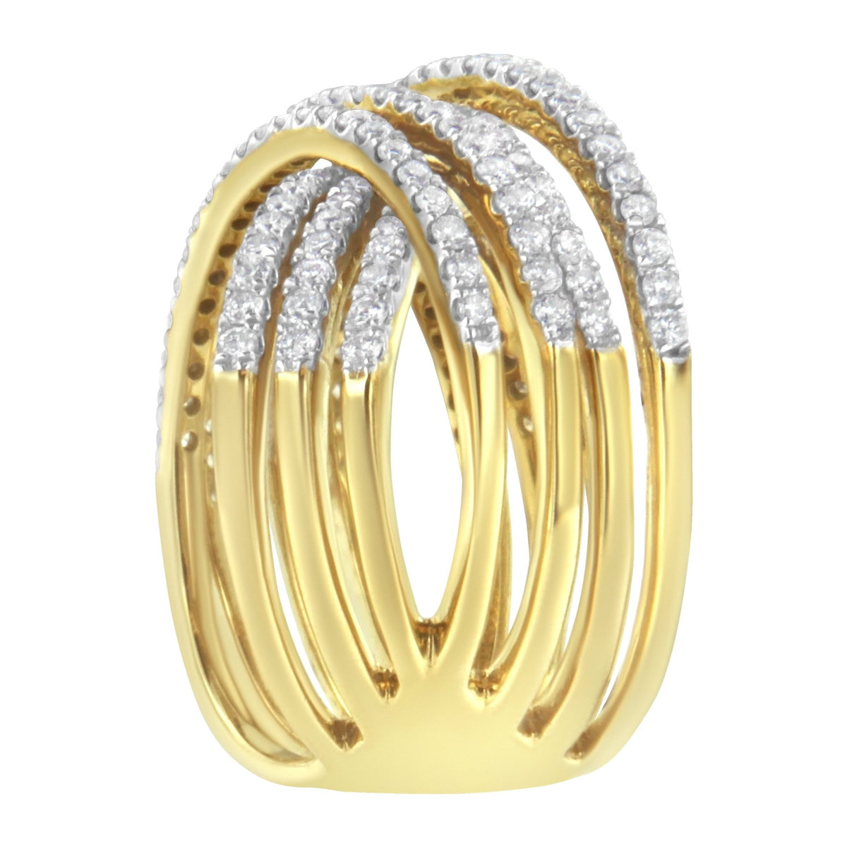 10KT Yellow Gold Diamond Bypass Ring (1 5/8 cttw, H-I Color, SI2-I1 Clarity) - LinkagejewelrydesignLinkagejewelrydesign