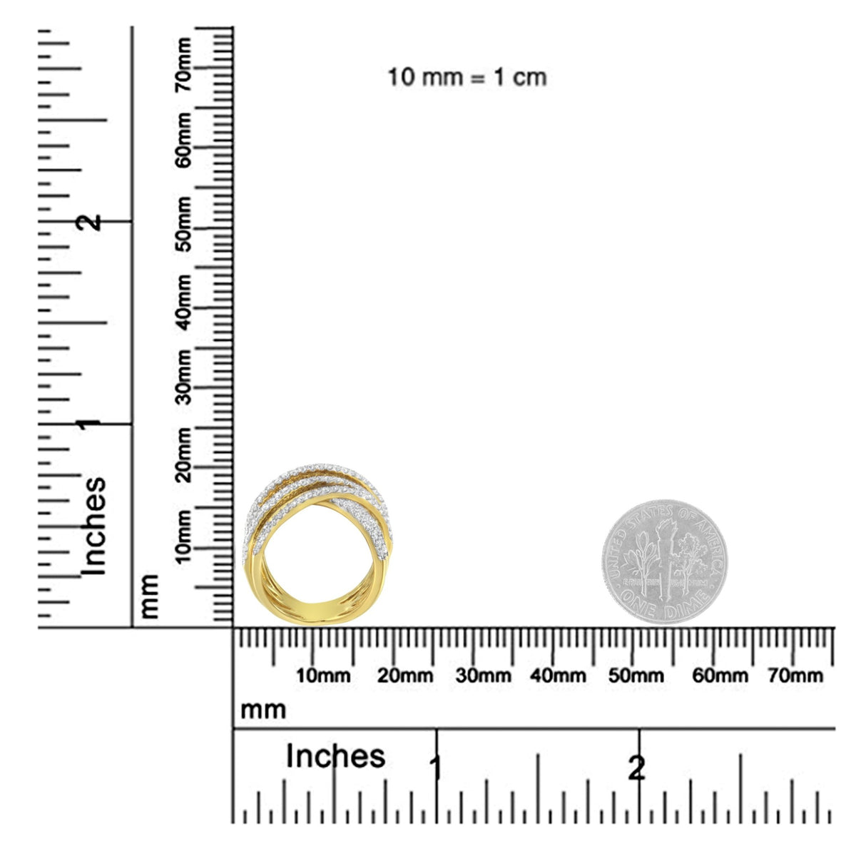 10KT Yellow Gold Diamond Bypass Ring (1 5/8 cttw, H-I Color, SI2-I1 Clarity) - LinkagejewelrydesignLinkagejewelrydesign