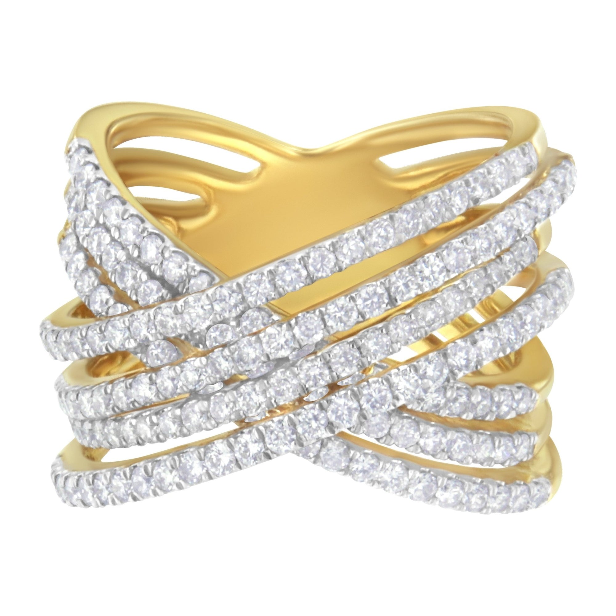 10KT Yellow Gold Diamond Bypass Ring (1 5/8 cttw, H-I Color, SI2-I1 Clarity) - LinkagejewelrydesignLinkagejewelrydesign