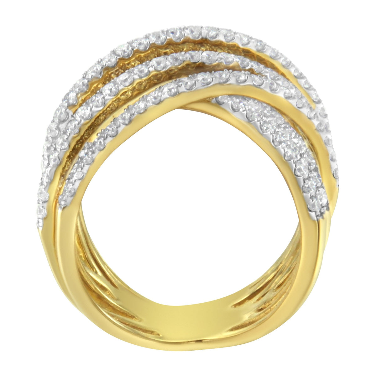 10KT Yellow Gold Diamond Bypass Ring (1 5/8 cttw, H-I Color, SI2-I1 Clarity) - LinkagejewelrydesignLinkagejewelrydesign