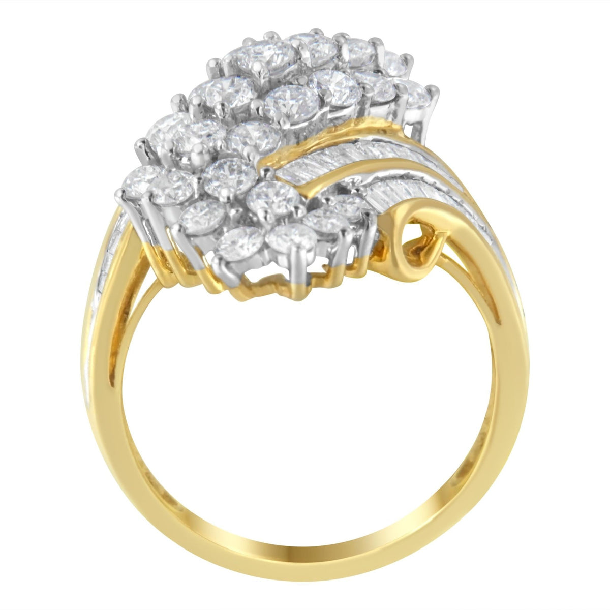 10kt Yellow Gold Diamond Cluster Ring (2 5/8 cttw, H-I Color, SI2-I1 Clarity) - LinkagejewelrydesignLinkagejewelrydesign